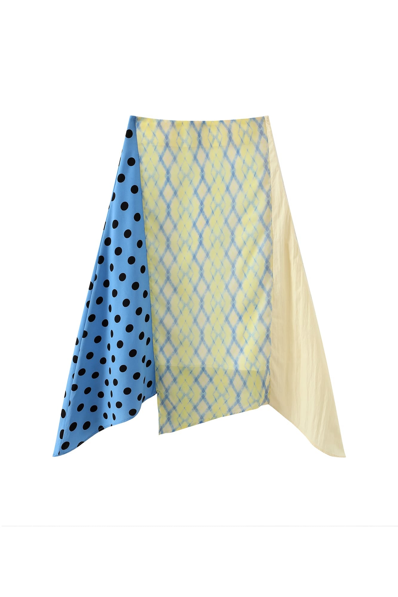 UNSOCIAL NIGHT Spliced Polka-Dot Diamond Midi Skirt