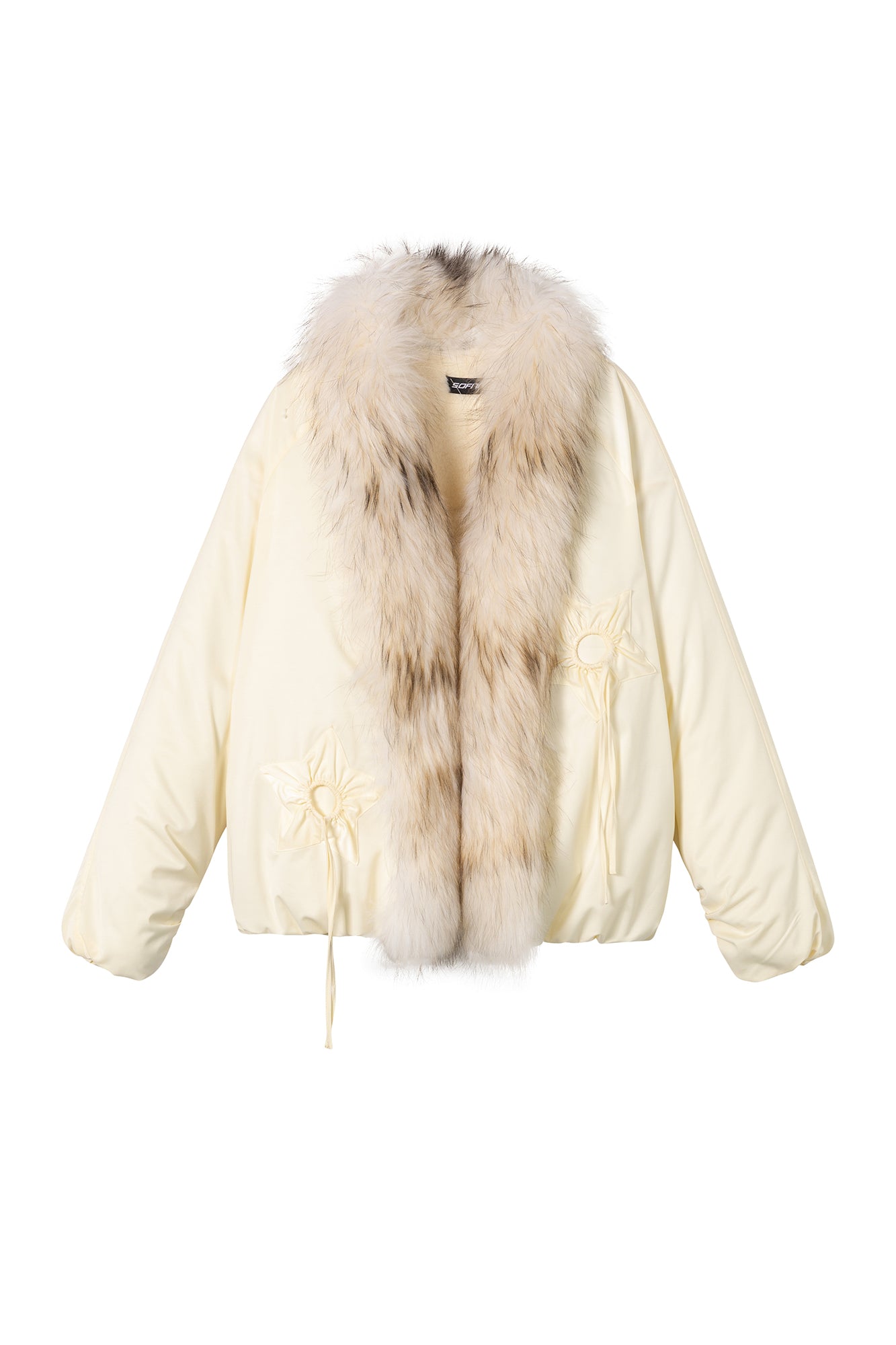 SOFITTE Detachable Faux Fur Trim Drawstring Pocket Jacket