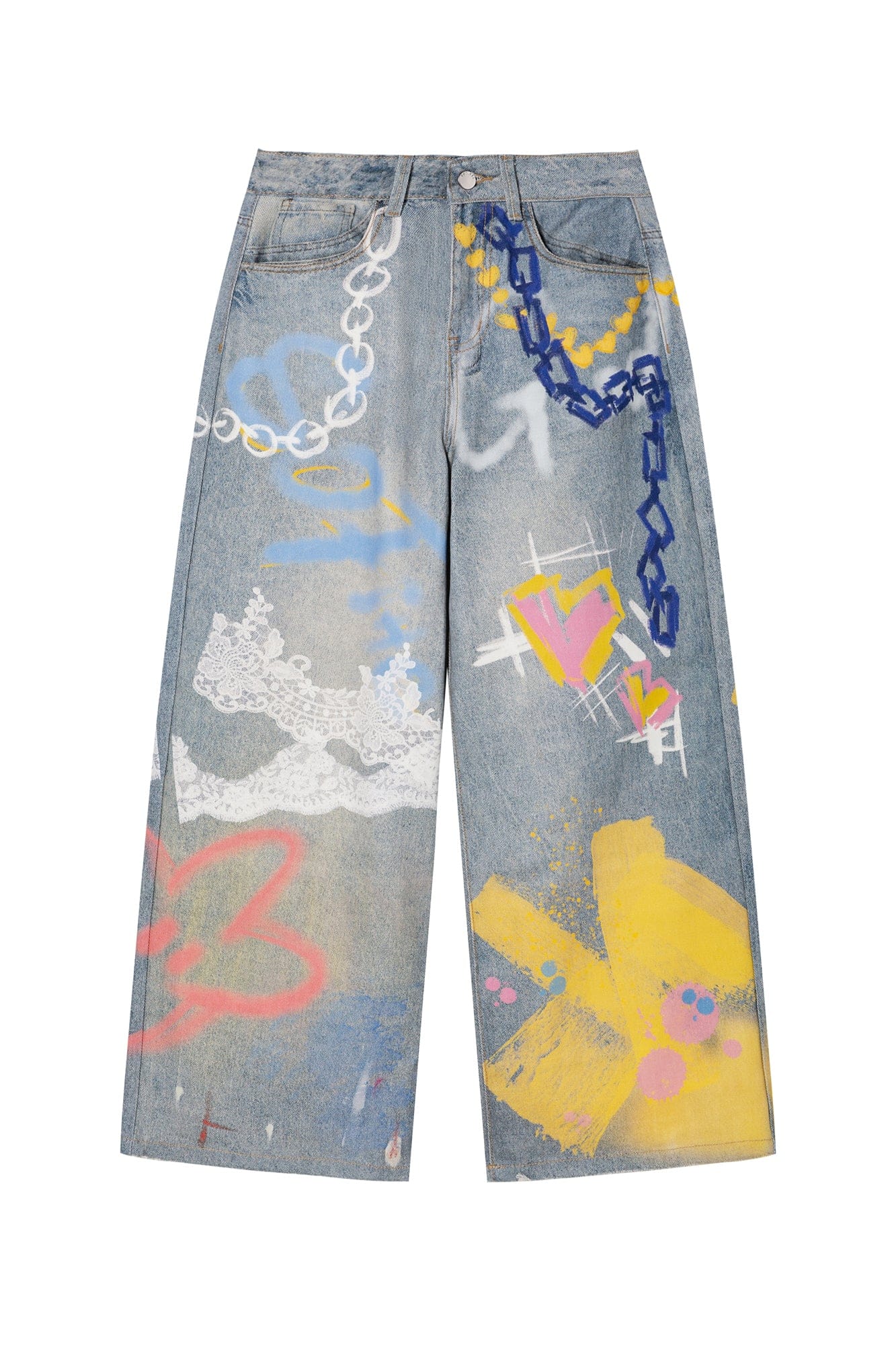 SOFITTE Graffiti Full-Printed Wide-Leg Jeans