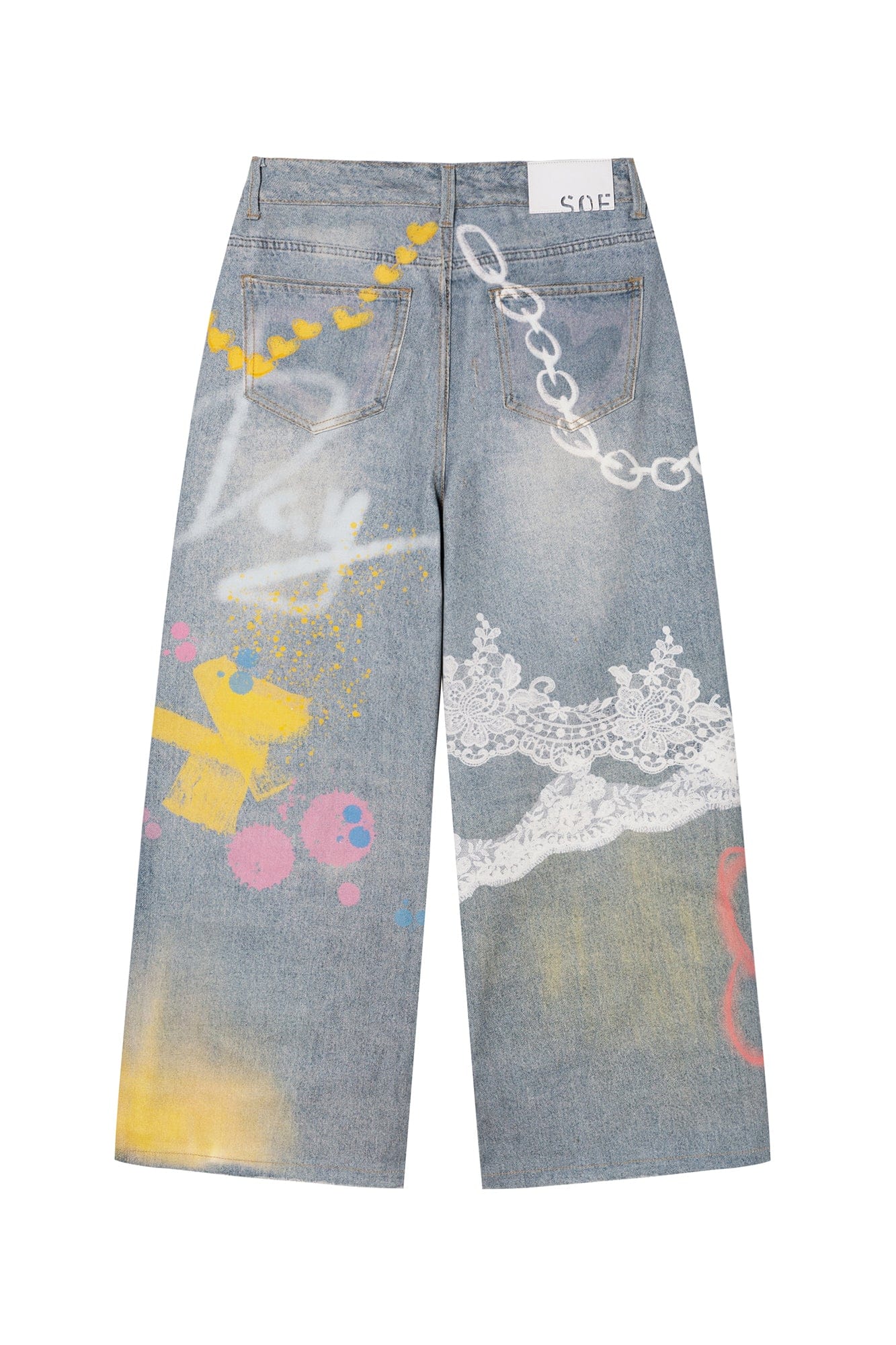 SOFITTE Graffiti Full-Printed Wide-Leg Jeans