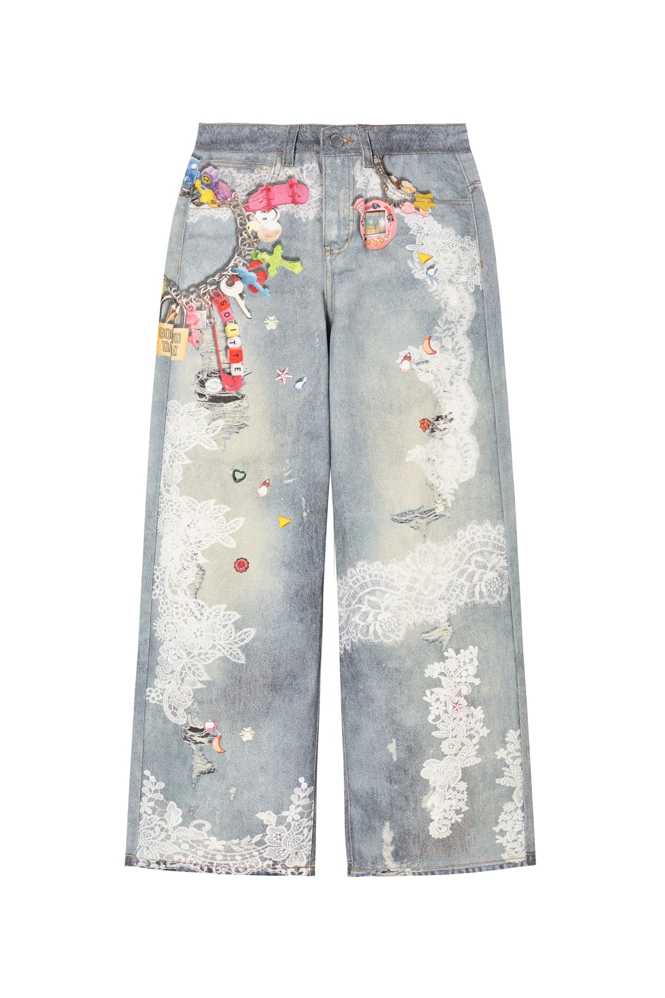 SOFITTE Charm & Lace Graphic Wide-Leg Jeans