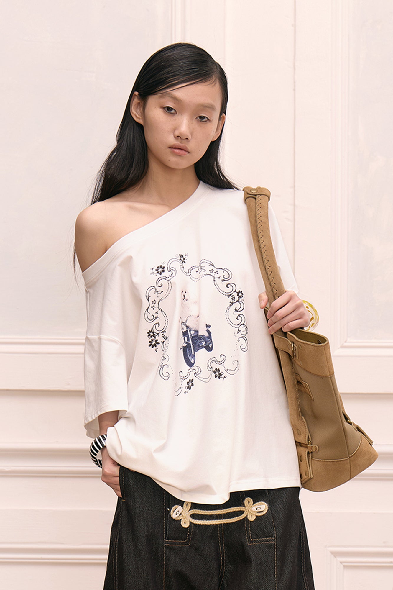 FAYCHUI Scooter Pup Graphic Oversized T-Shirt