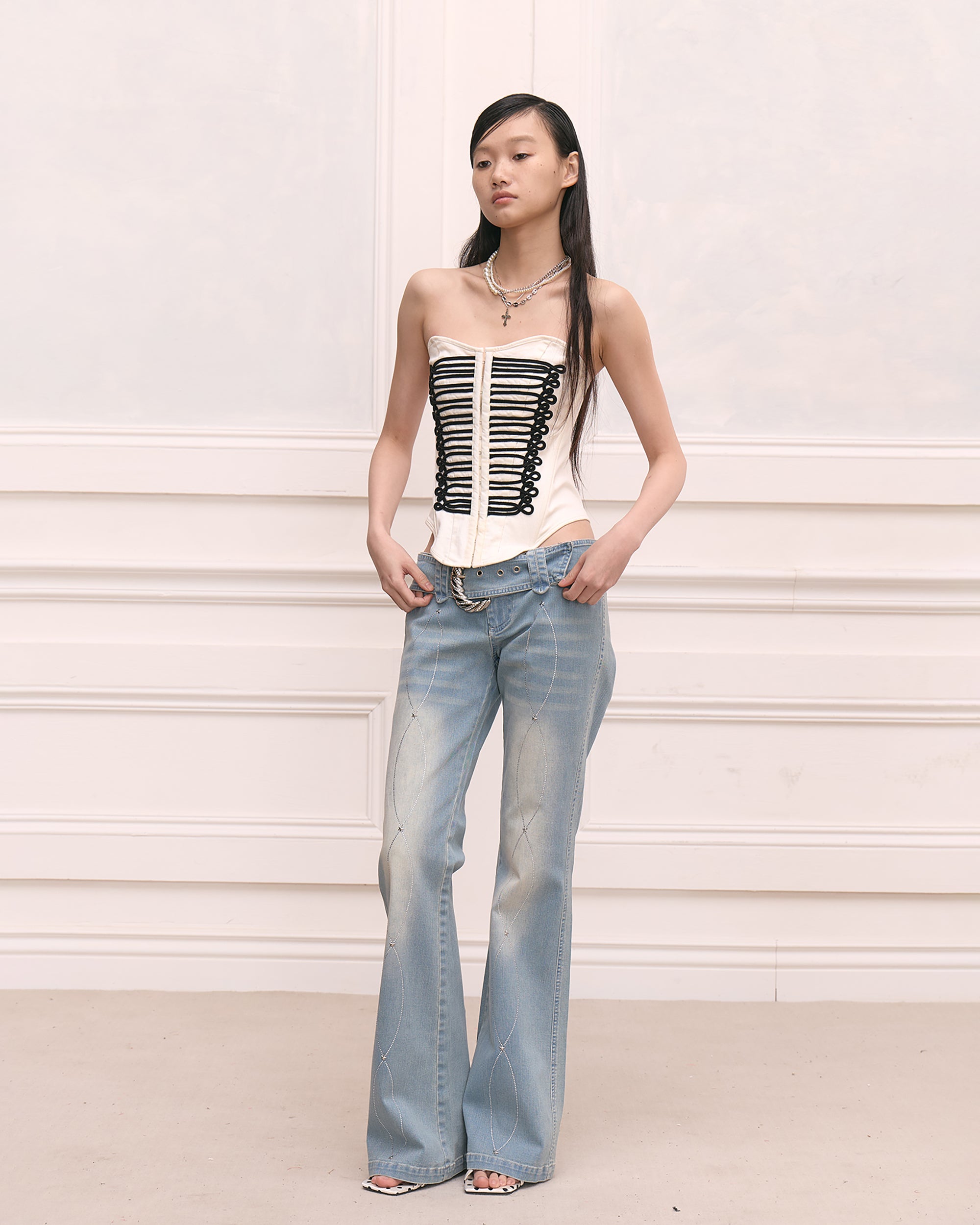 FAYCHUI Baroque Rope-Trim Corset Bustier