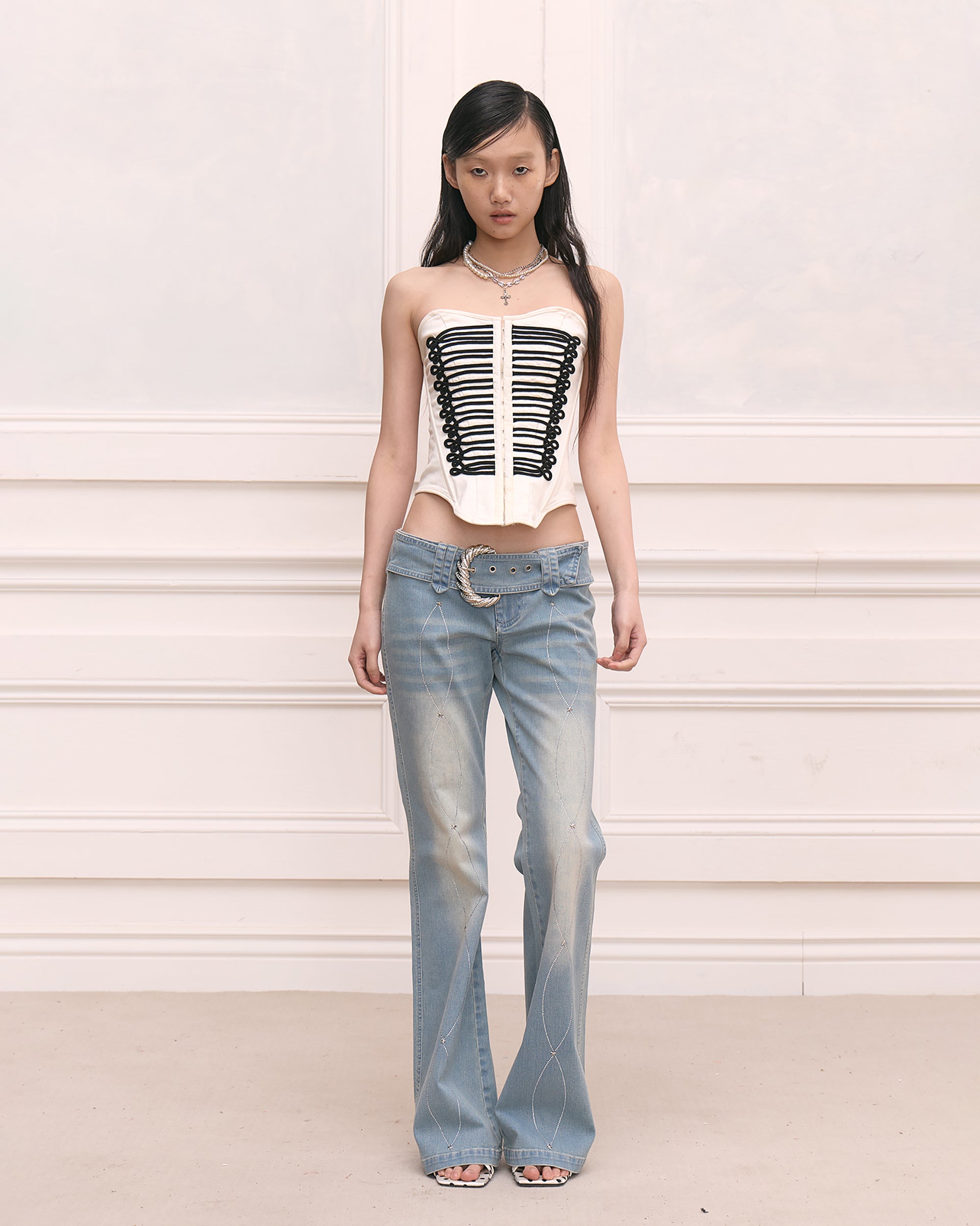 FAYCHUI Baroque Rope-Trim Corset Bustier