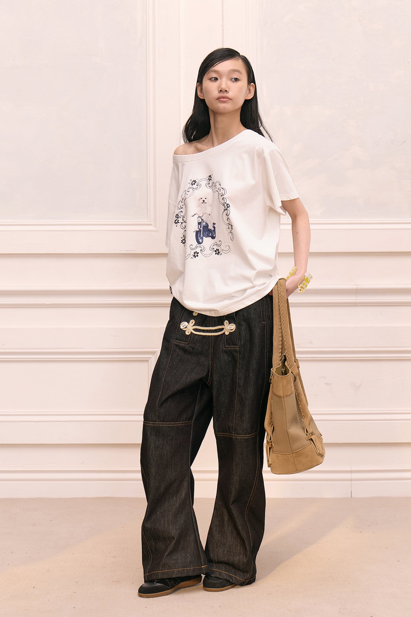 FAYCHUI Scooter Pup Graphic Oversized T-Shirt