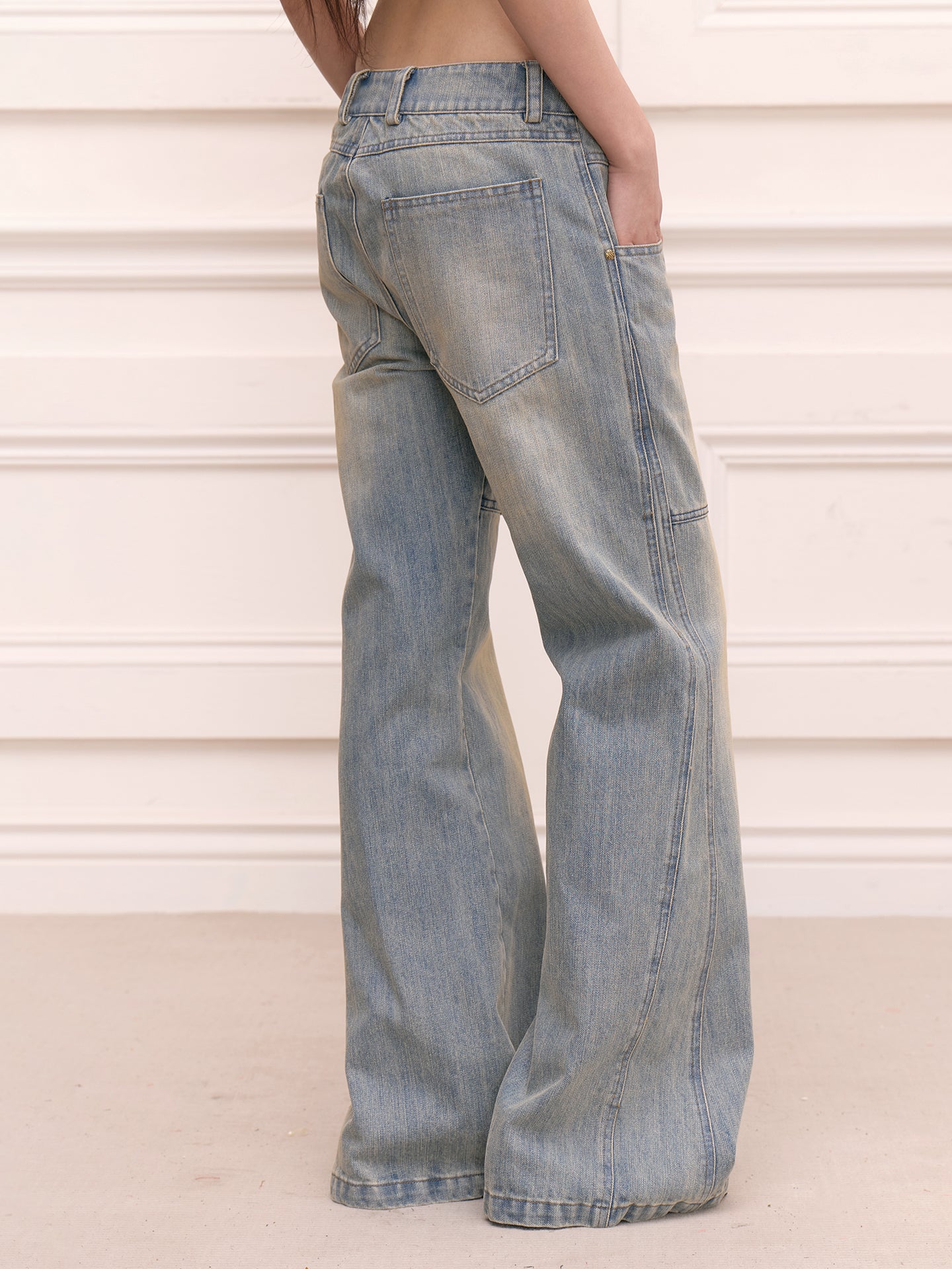 FAYCHUI Asymmetrical Button-Up Wide-Leg Jeans