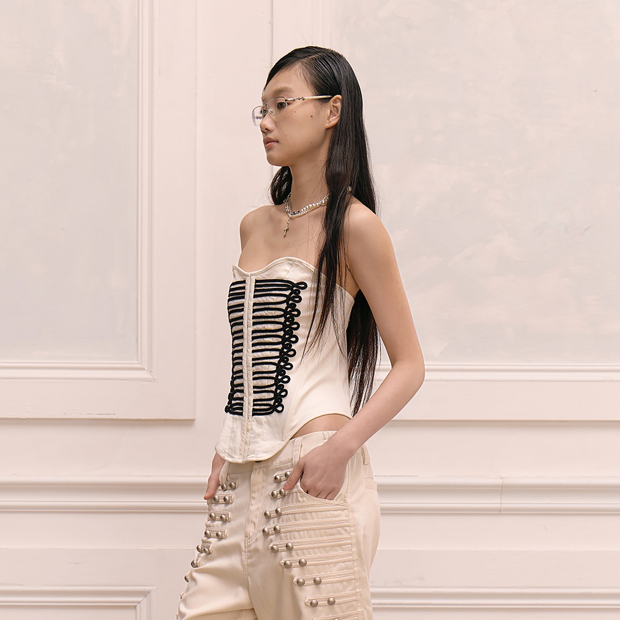 FAYCHUI Baroque Rope-Trim Corset Bustier