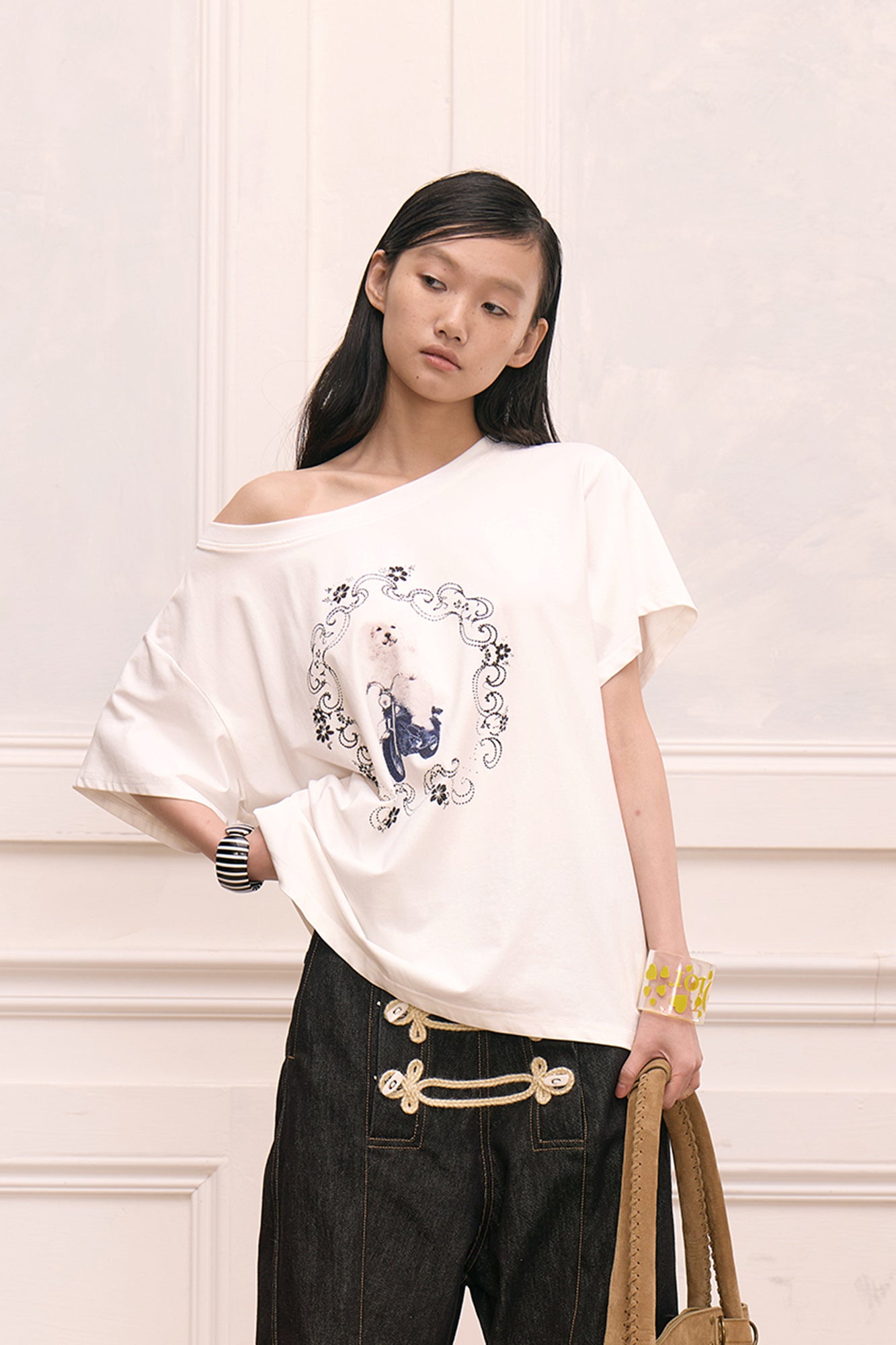 FAYCHUI Scooter Pup Graphic Oversized T-Shirt