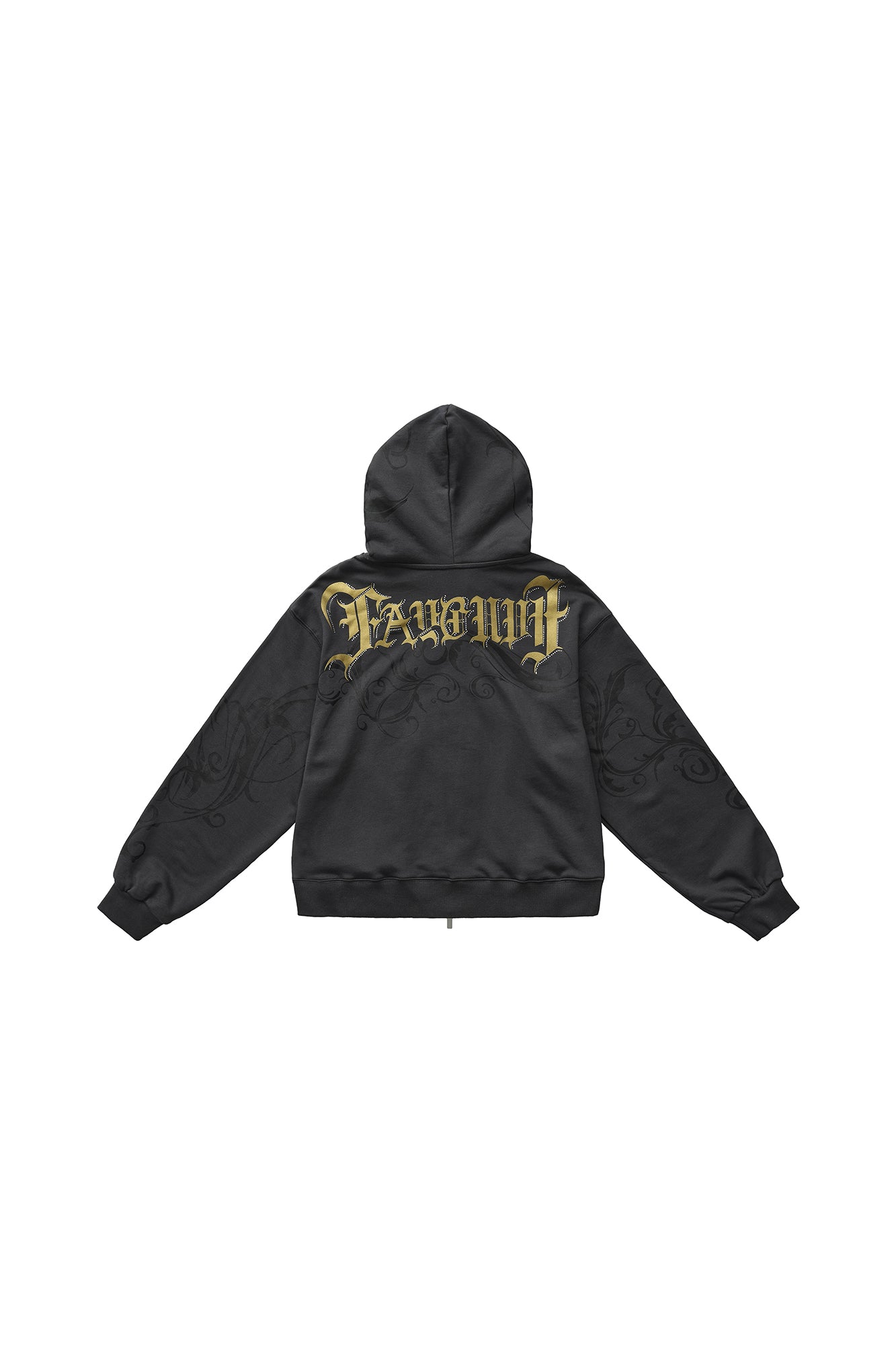 FAYCHUI Baroque Gold Foil Graphic Zip Hoodie