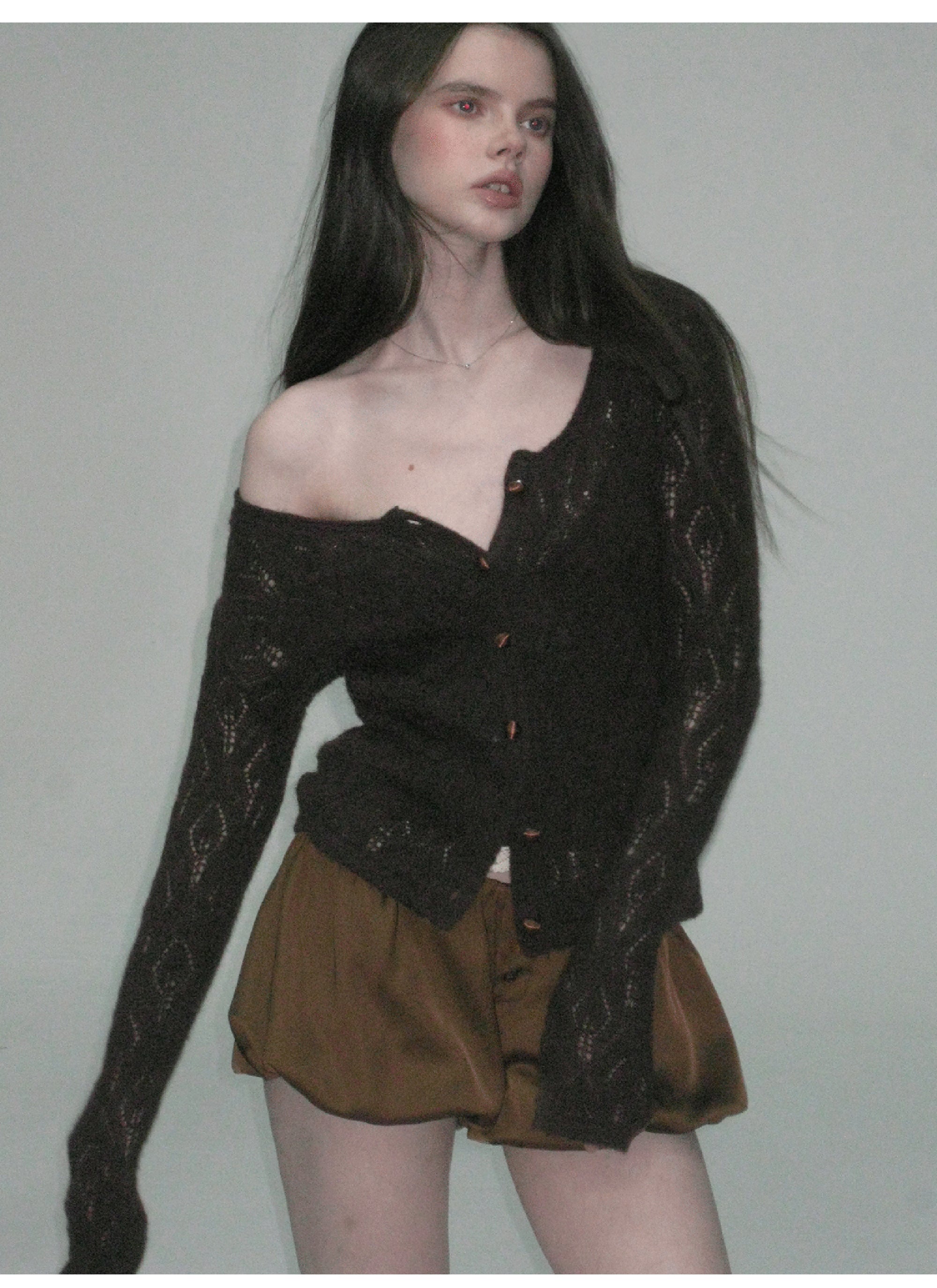 THE NEVERMORE Mohair Wool-Blend Pointelle Cardigan