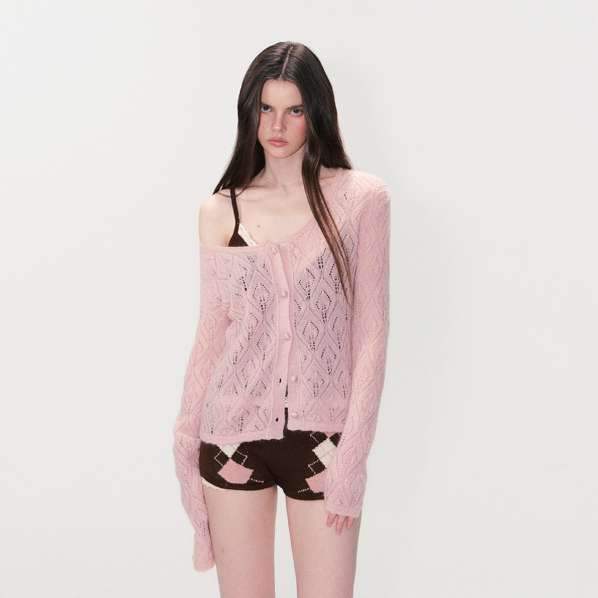 THE NEVERMORE Mohair Wool-Blend Pointelle Cardigan