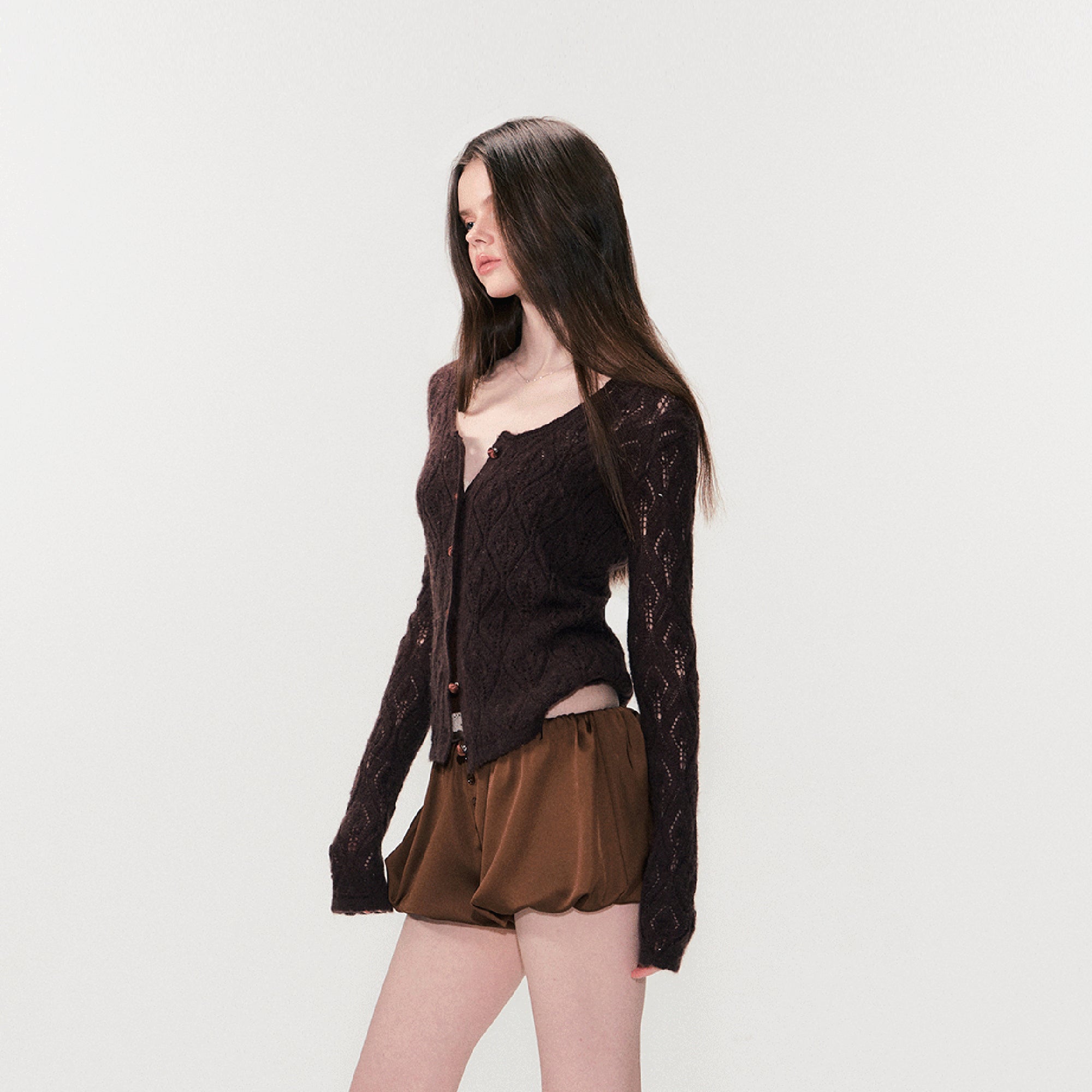 THE NEVERMORE Mohair Wool-Blend Pointelle Cardigan