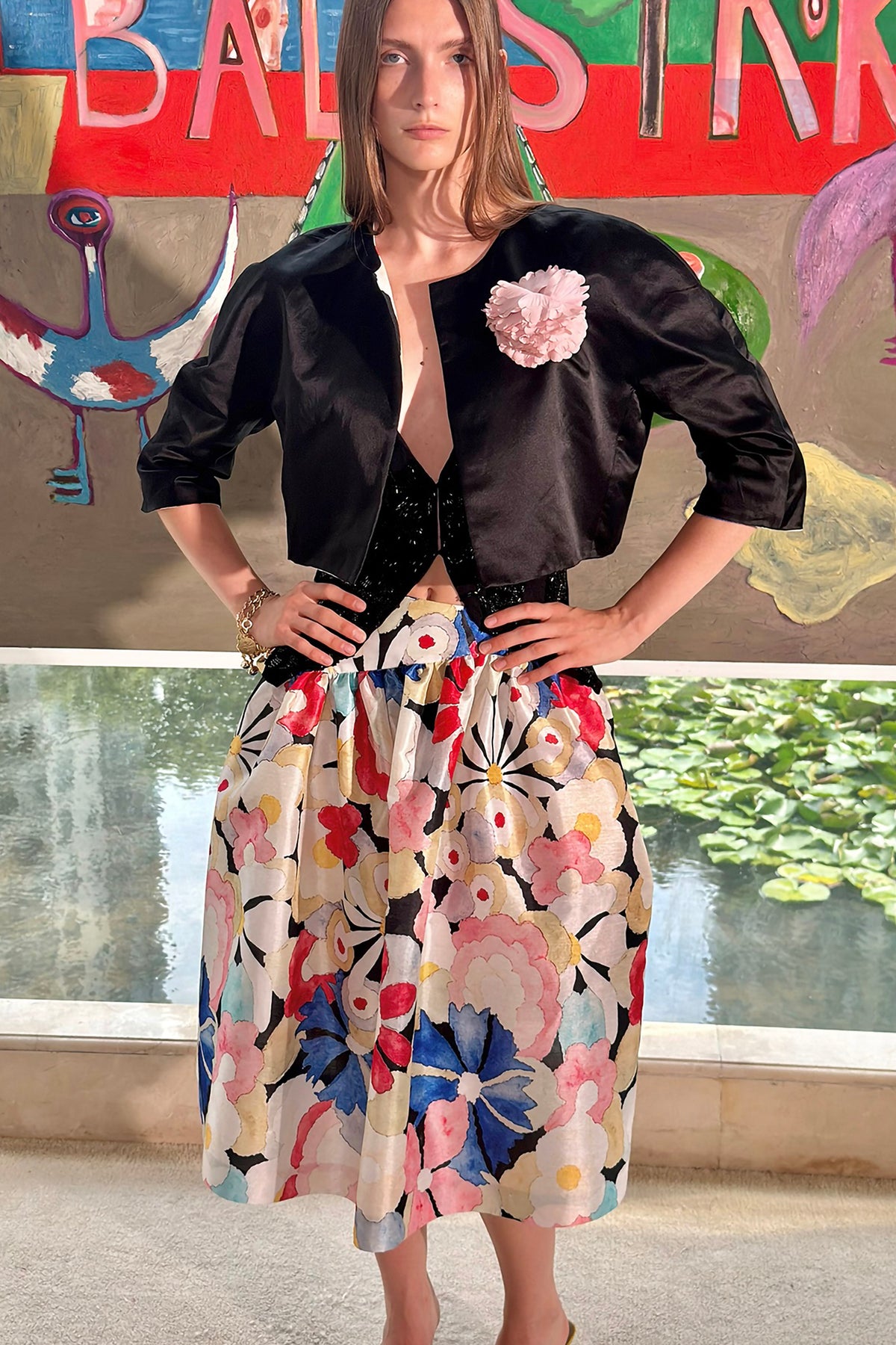 WINGFREE Full-Print Floral Midi Skirt