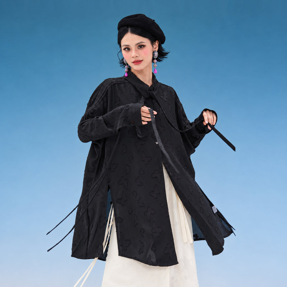 NOPMOB Butterfly Jacquard Oversized Shirt
