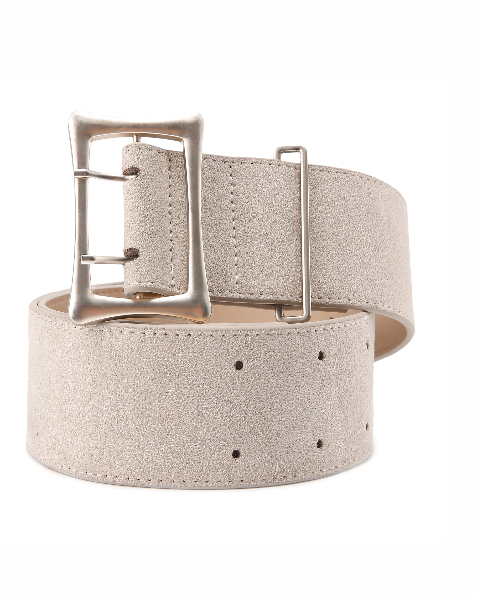 NEVER OFFEND L ANGEL Brushed Matte Silver Buckle Belt