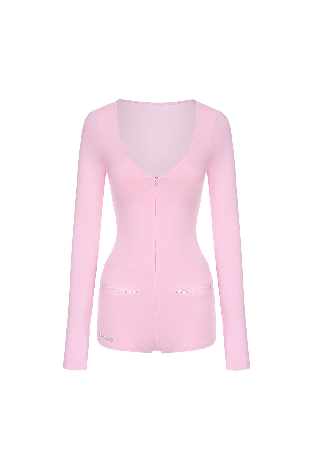 NEVER OFFEND L ANGEL Zip-Front V-Neck Long-Sleeve Bodysuit