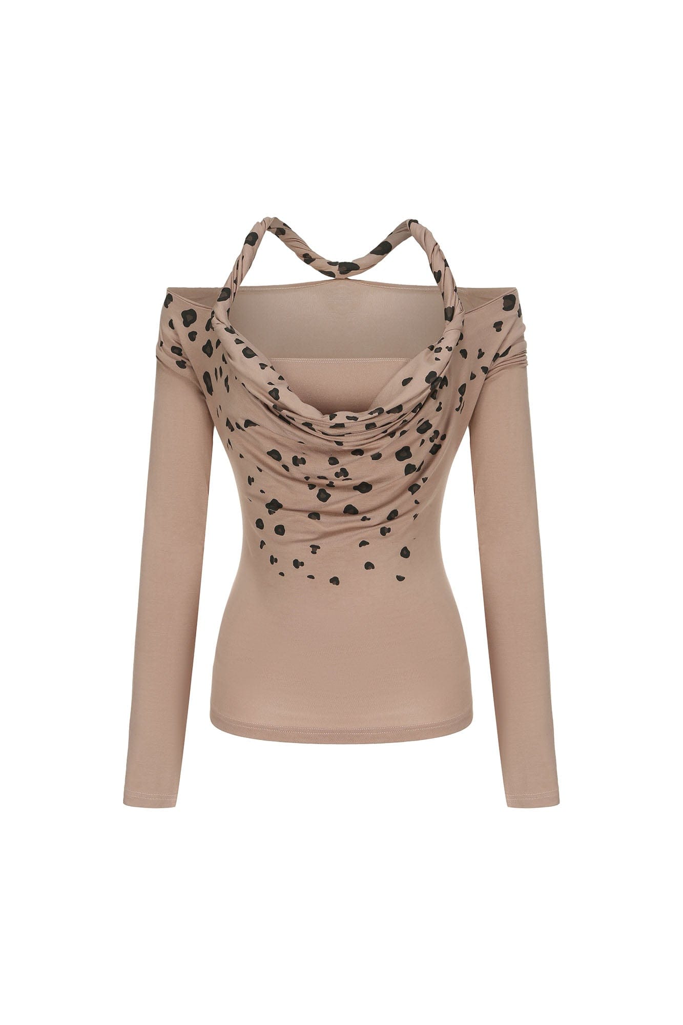 NEVER OFFEND L ANGEL Leopard-Draped Twisted Off-Shoulder Top