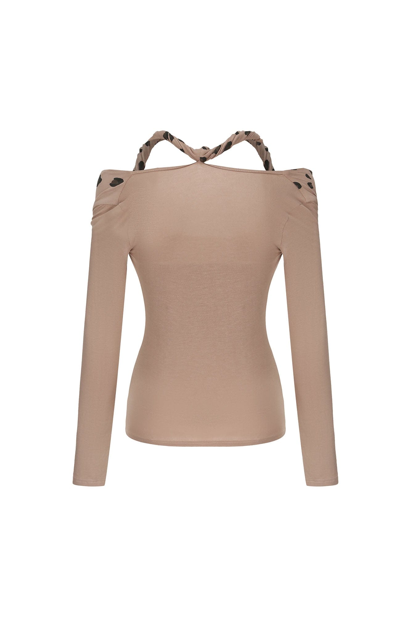 NEVER OFFEND L ANGEL Leopard-Draped Twisted Off-Shoulder Top