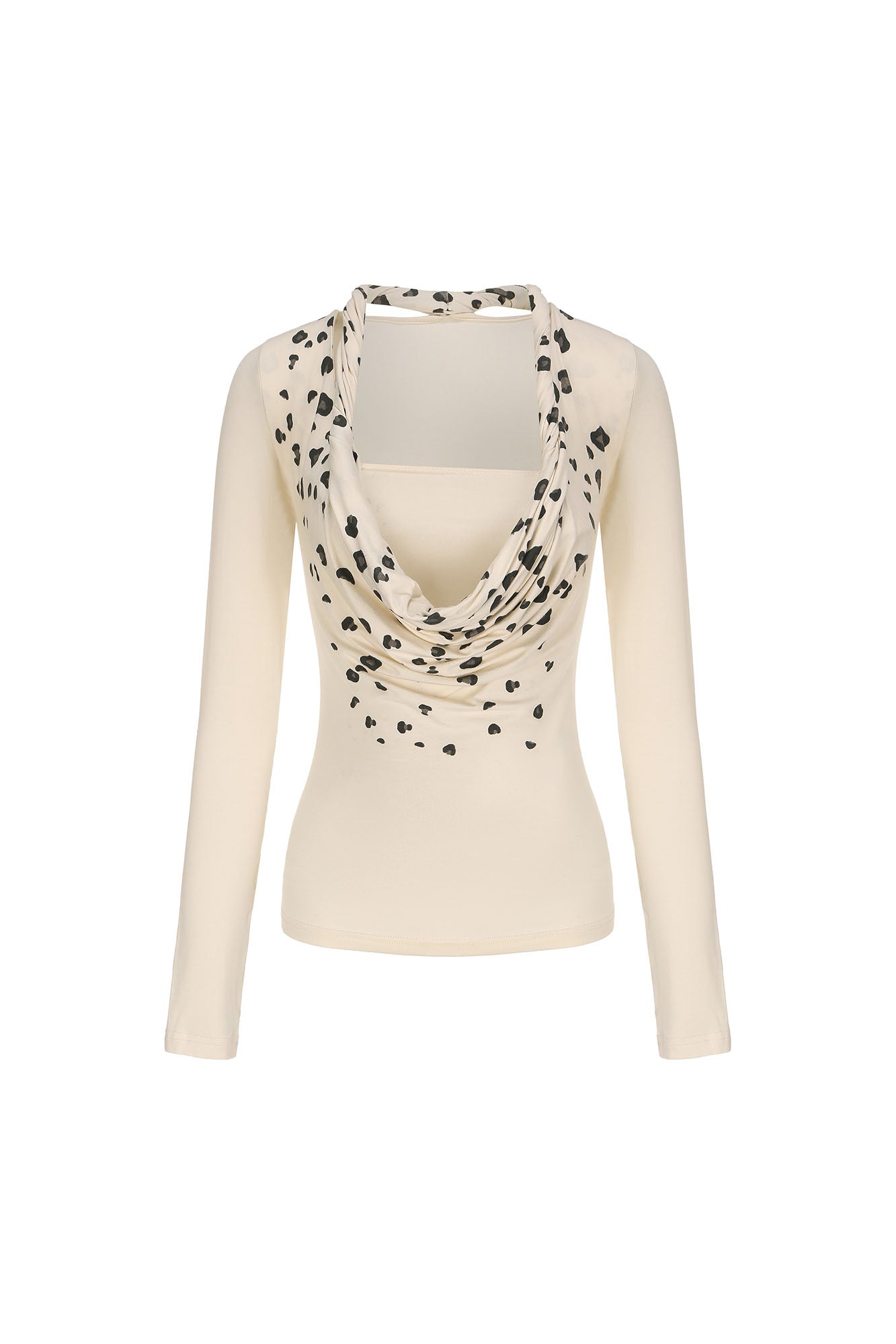 NEVER OFFEND L ANGEL Leopard-Draped Twisted Off-Shoulder Top