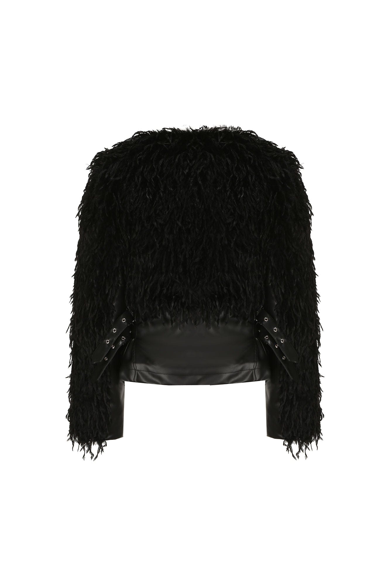 NEVER OFFEND L ANGEL Waisted Faux-Fur Spliced Faux Leather Jacket