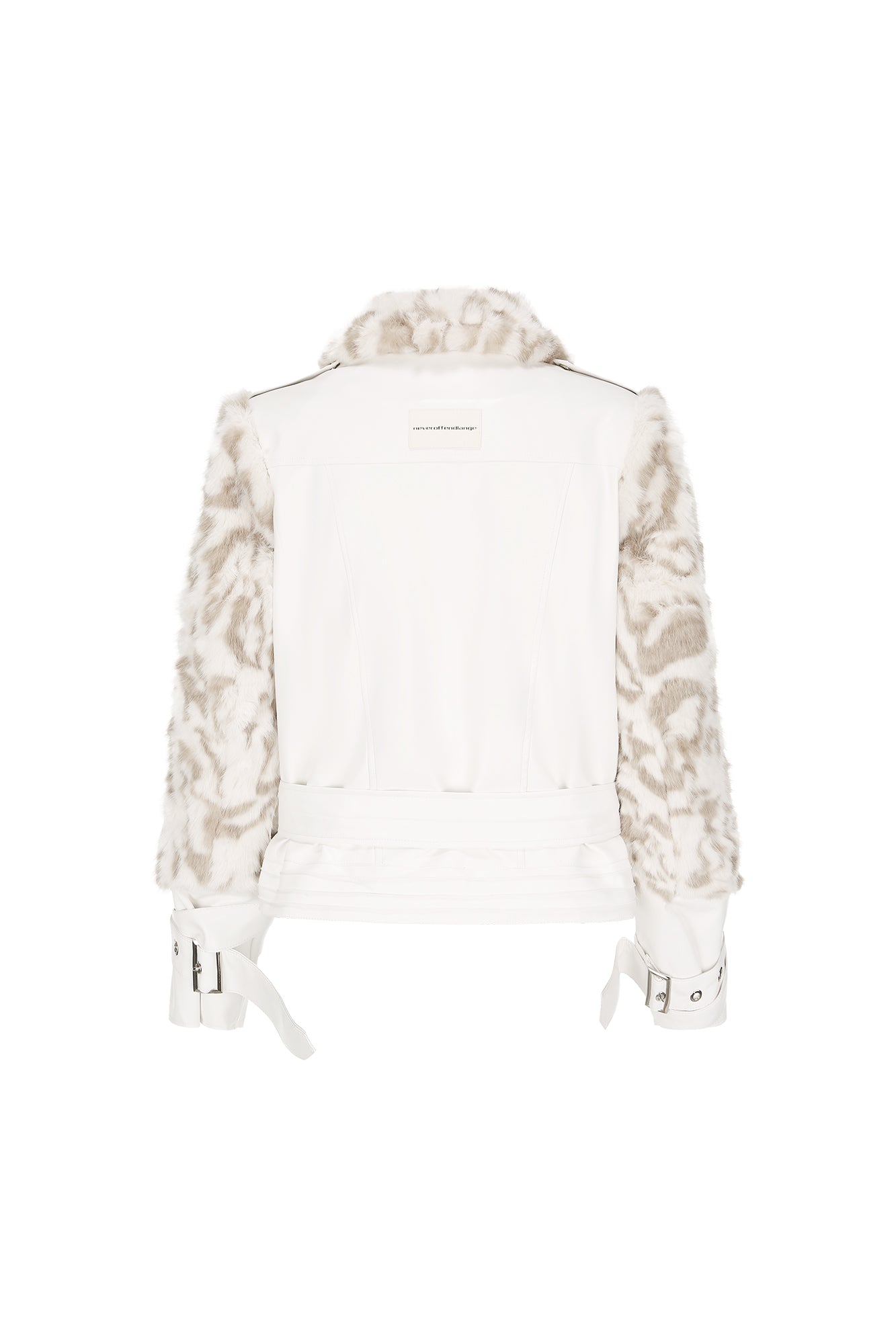 NEVER OFFEND L ANGEL Leopard Faux Fur Panel Biker Jacket