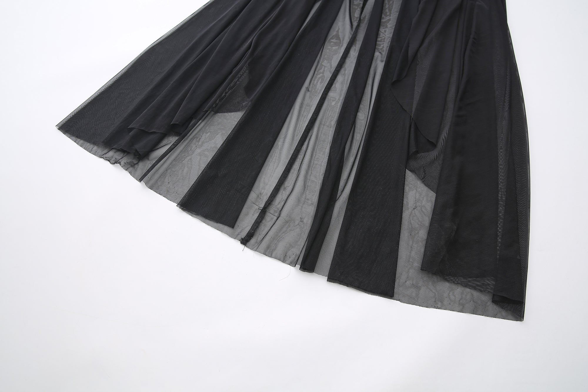 NEVER OFFEND L ANGEL Faux Leather Sheer Paneled Train Dress