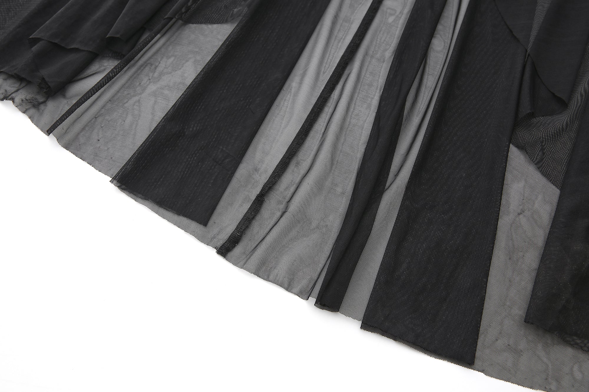 NEVER OFFEND L ANGEL Faux Leather Sheer Paneled Train Dress