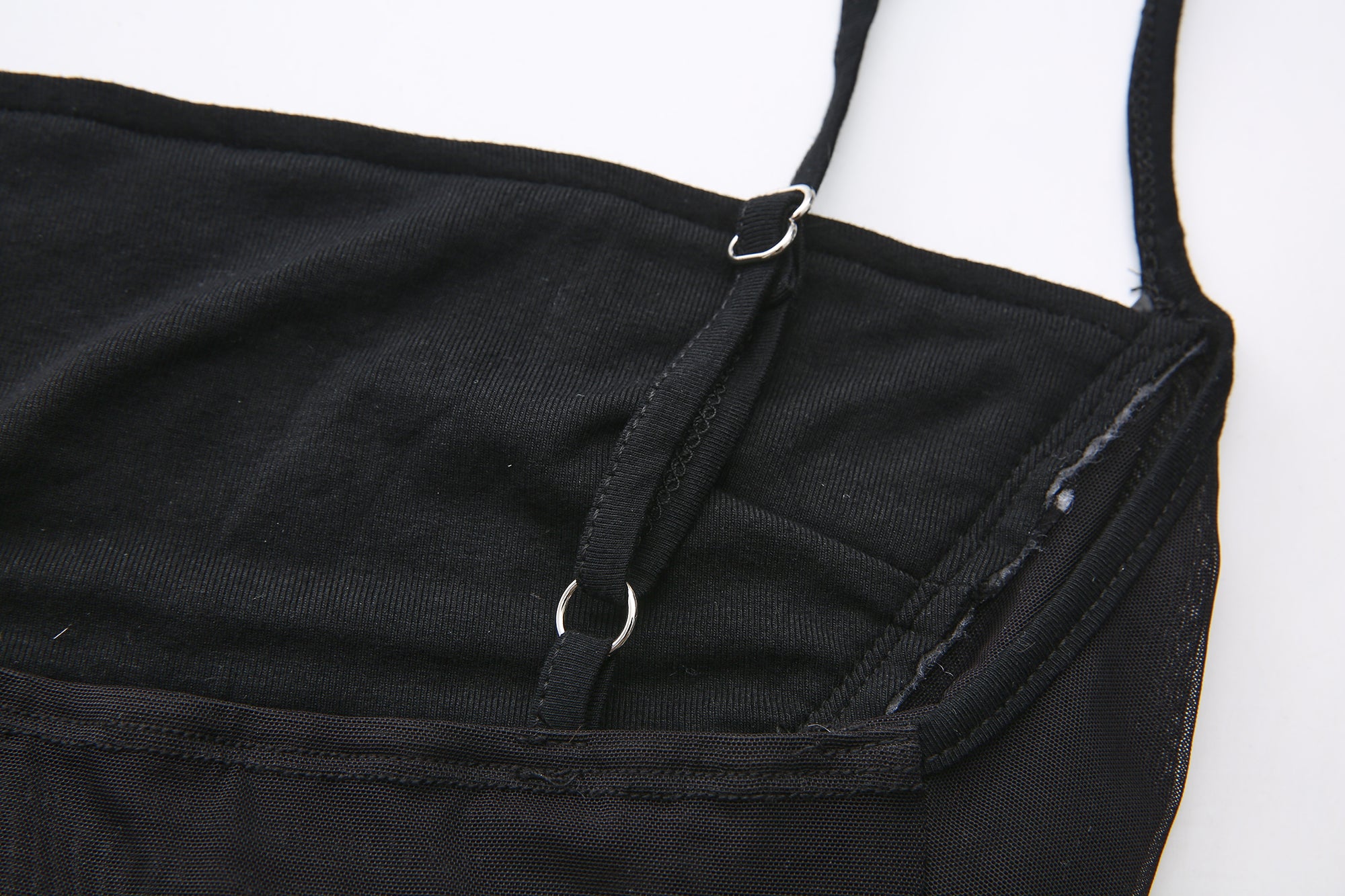 NEVER OFFEND L ANGEL Faux Leather Sheer Paneled Train Dress