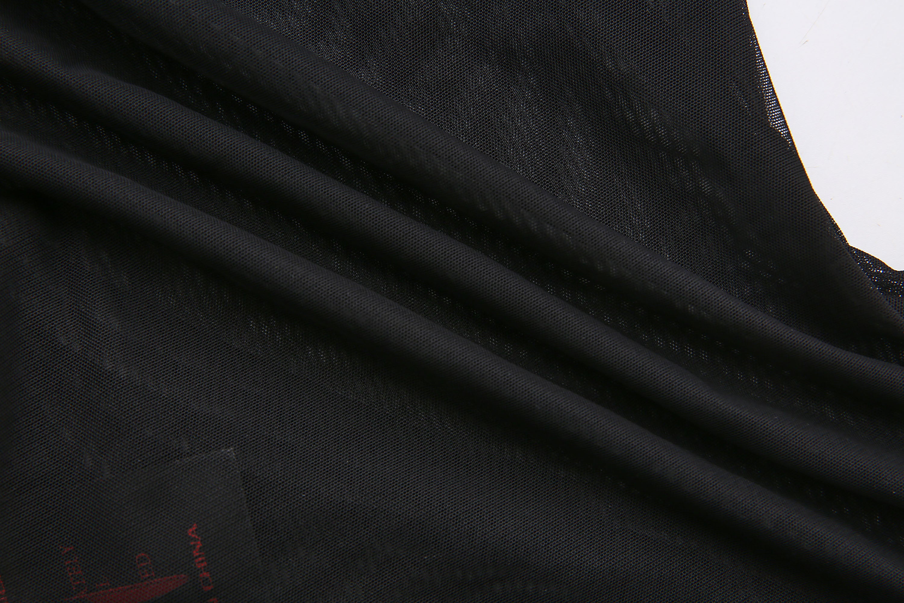 NEVER OFFEND L ANGEL Faux-Fur Collar Panel Mesh Halter Top