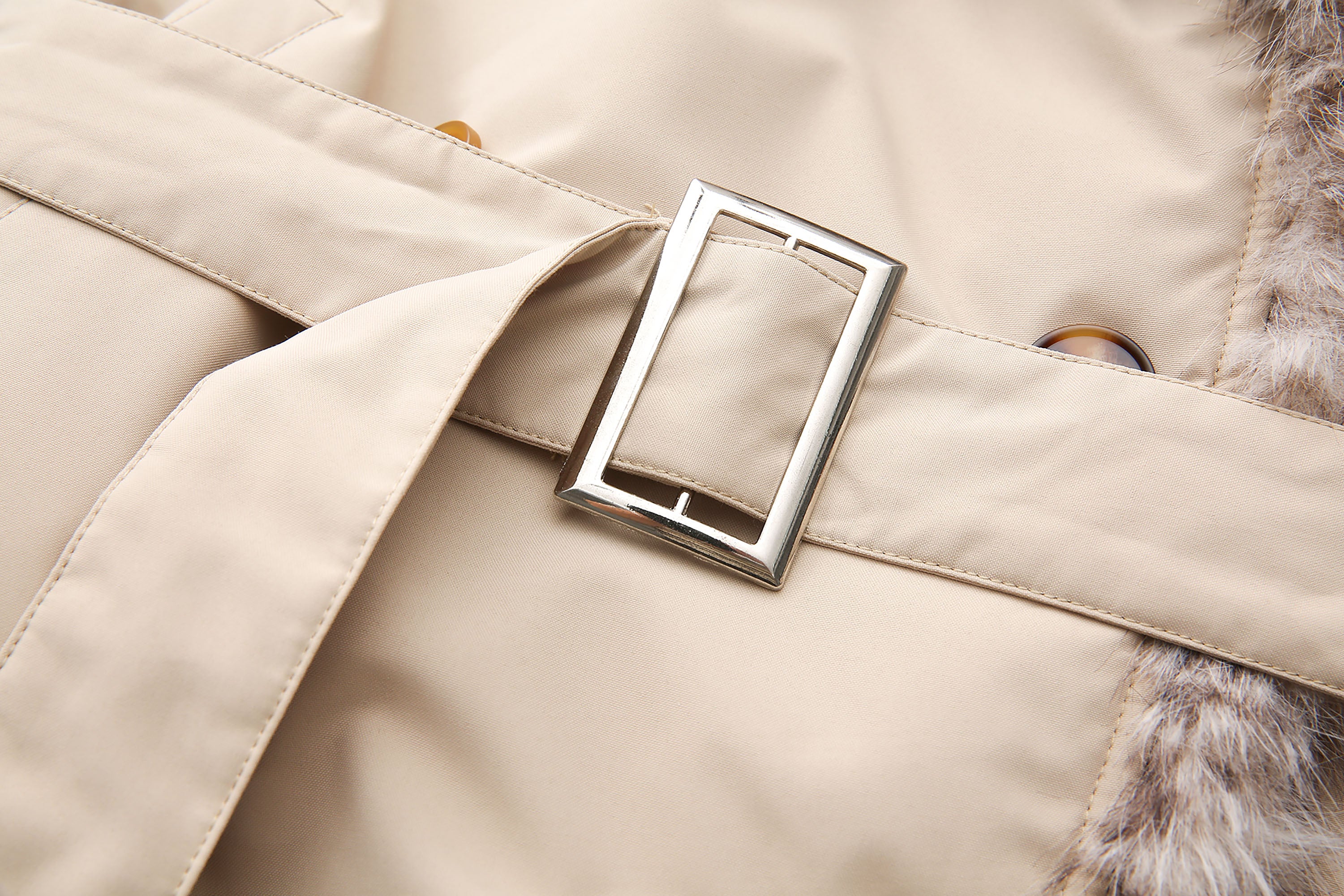 NEVER OFFEND L ANGEL Faux-Fur Trim Double-Breasted Military Set