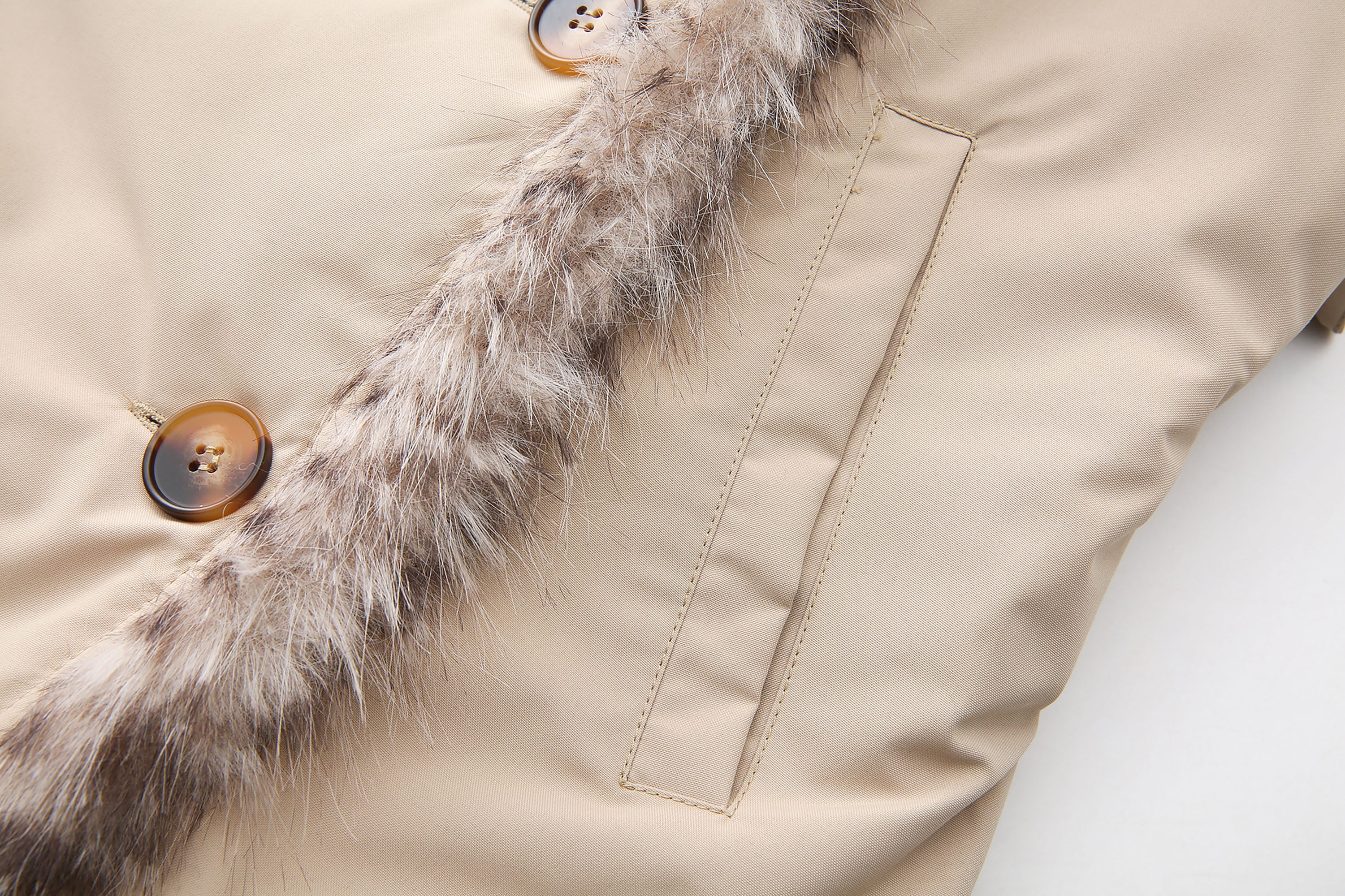 NEVER OFFEND L ANGEL Faux-Fur Trim Double-Breasted Military Set