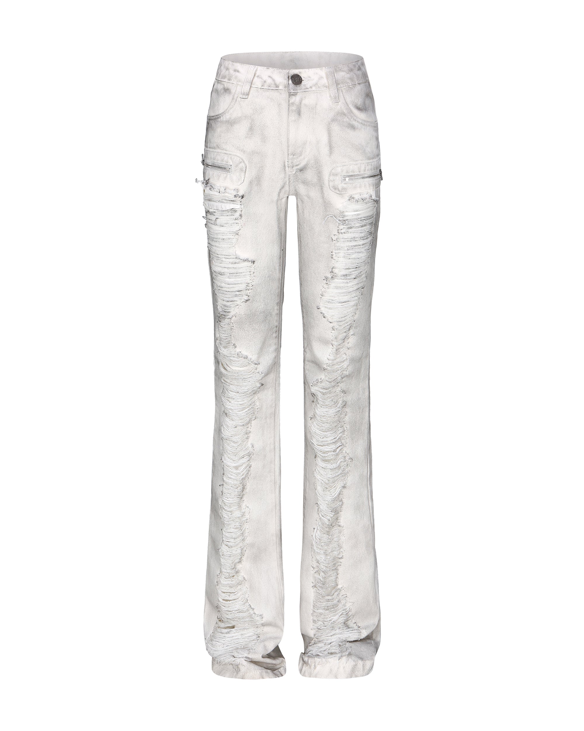 NEVER OFFEND L ANGEL Washed Heavy-Distressed Slim Jeans