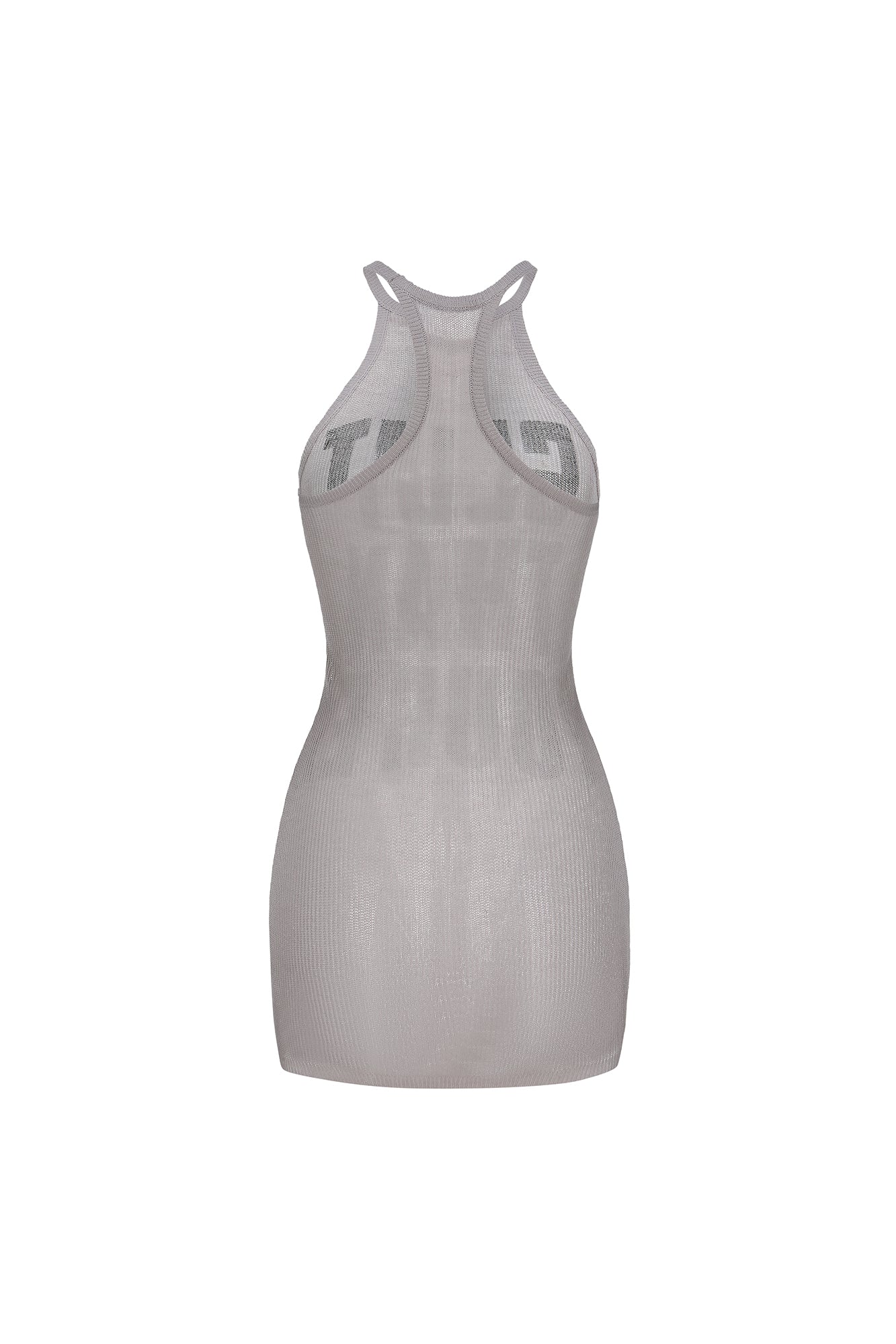 NEVER OFFEND L ANGEL Slogan Full-Print Mesh Halter Dress