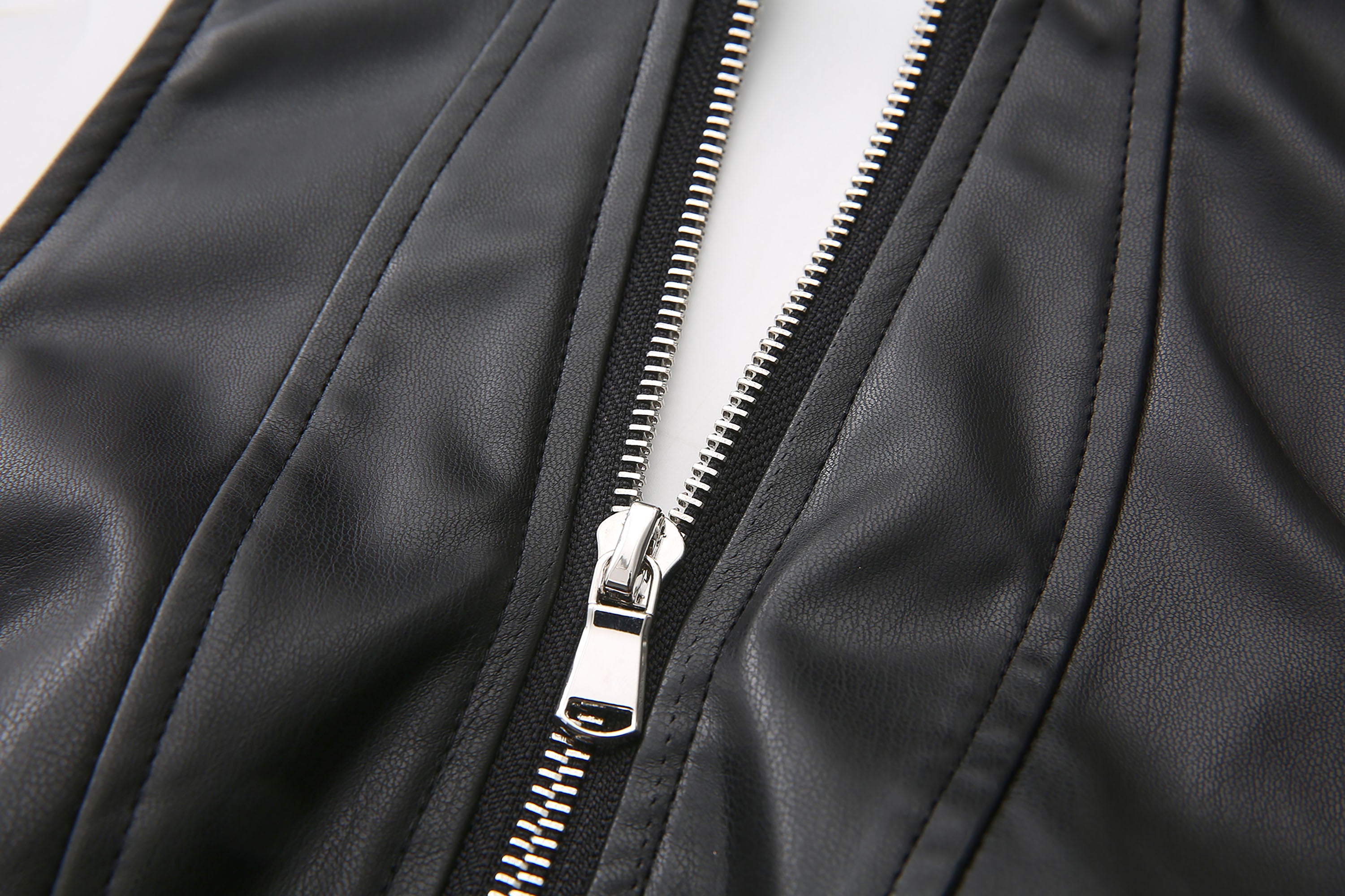 NEVER OFFEND L ANGEL Paneled Faux-Leather Zip-Up Halter Top