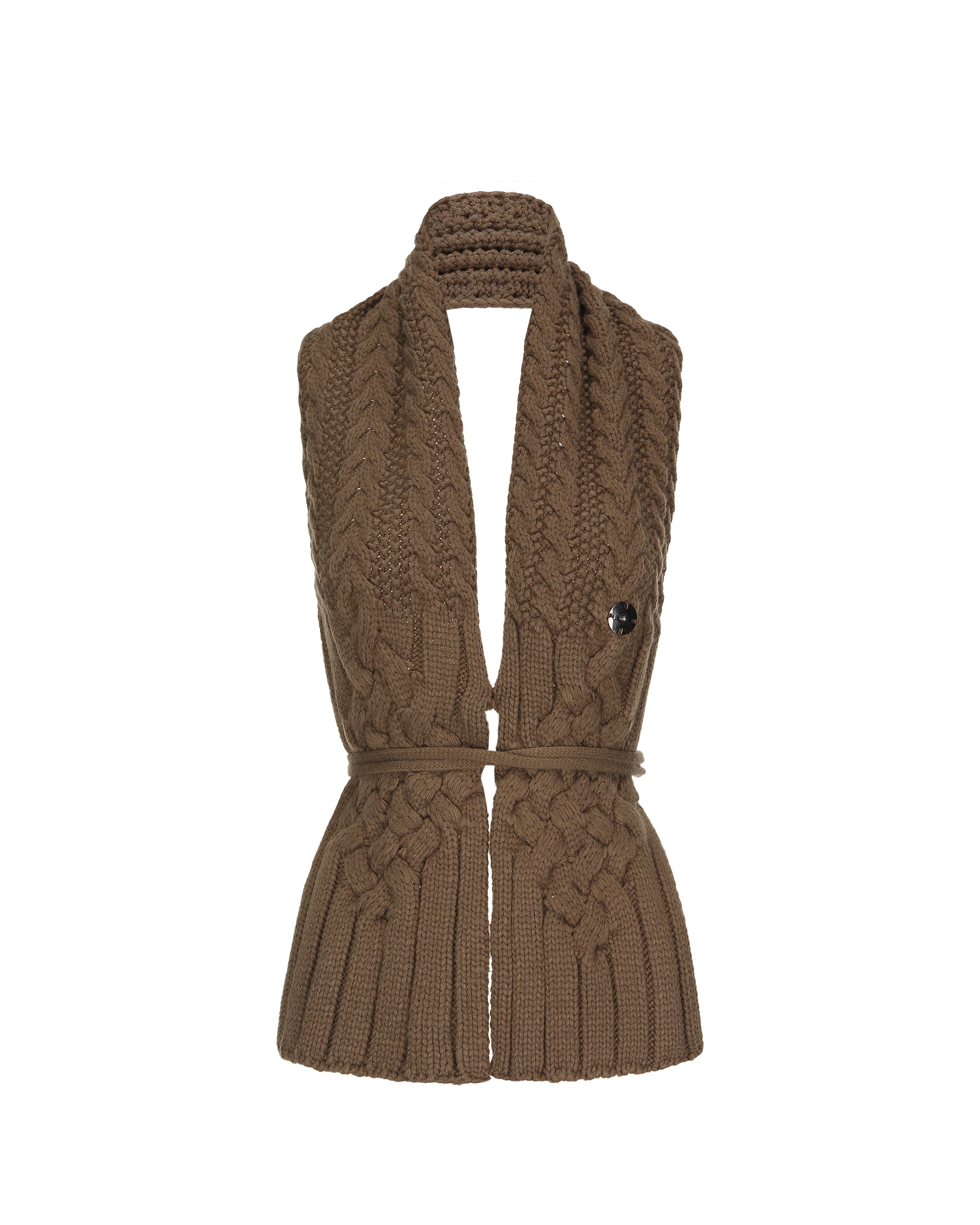 NEVER OFFEND L ANGEL Convertible Cable Knit Halter Vest