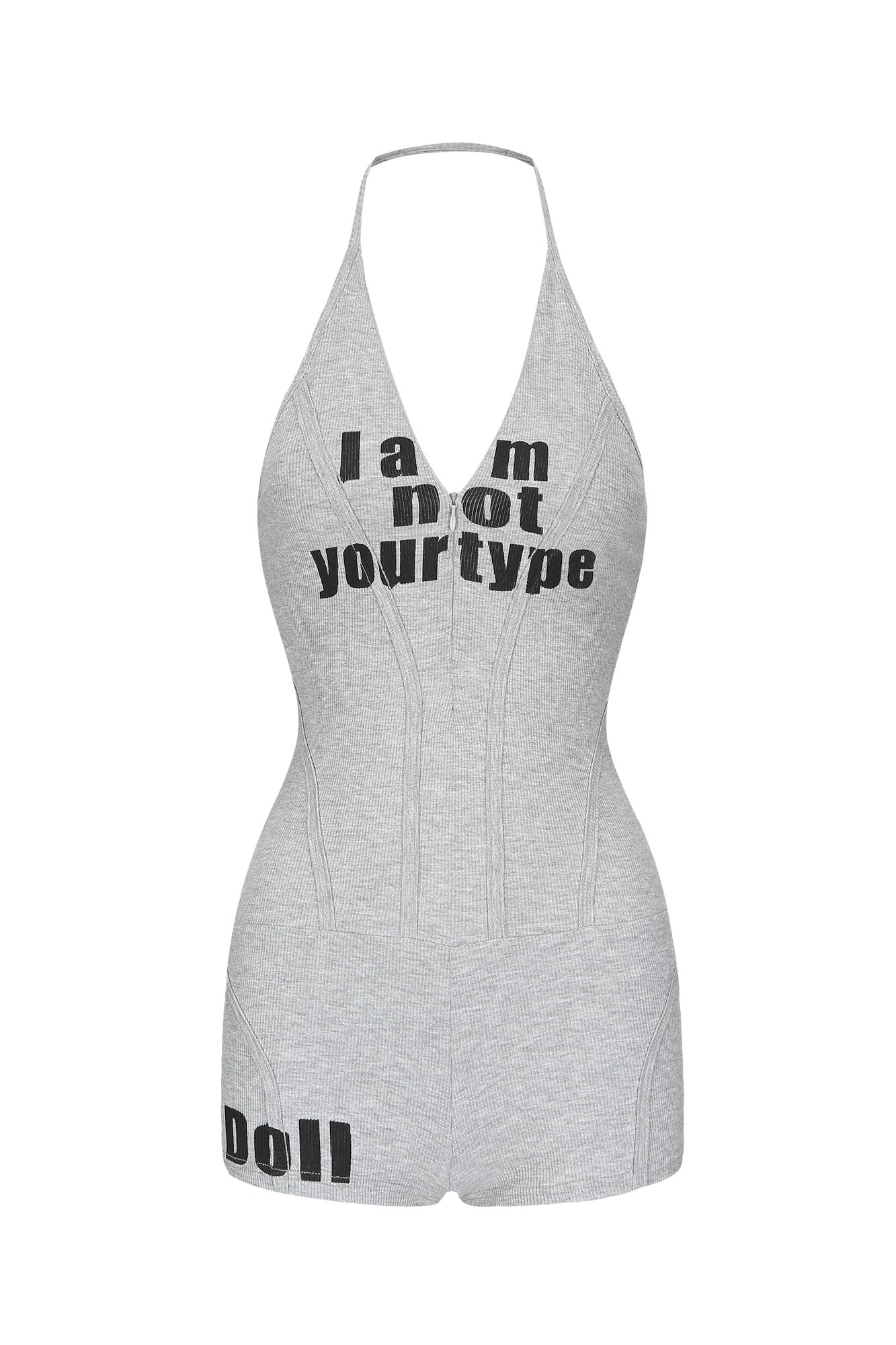 NEVER OFFEND L ANGEL V-Neck Halter Bodysuit Romper