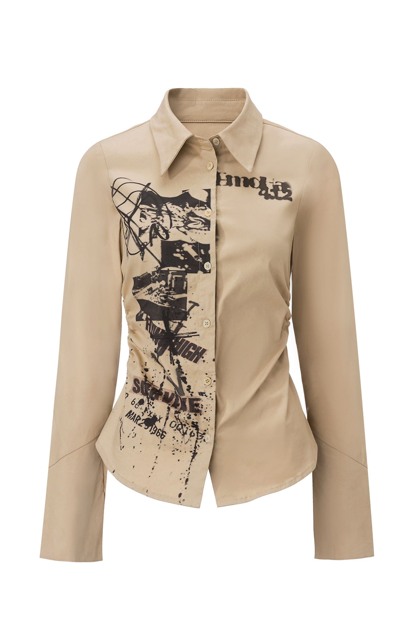 EMOHA Punk Graphic Cinched Waist Shirt