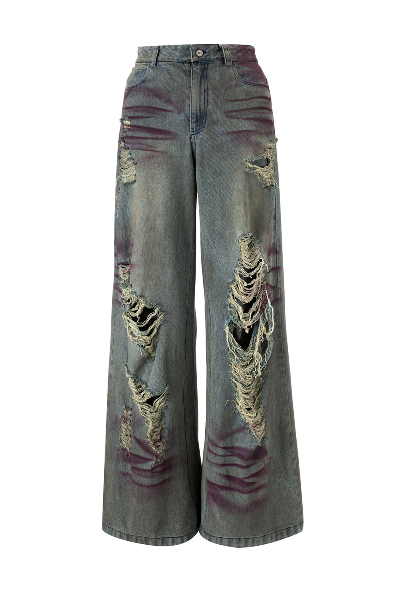 EMOHA Dirty Wash Distressed Spray Jeans