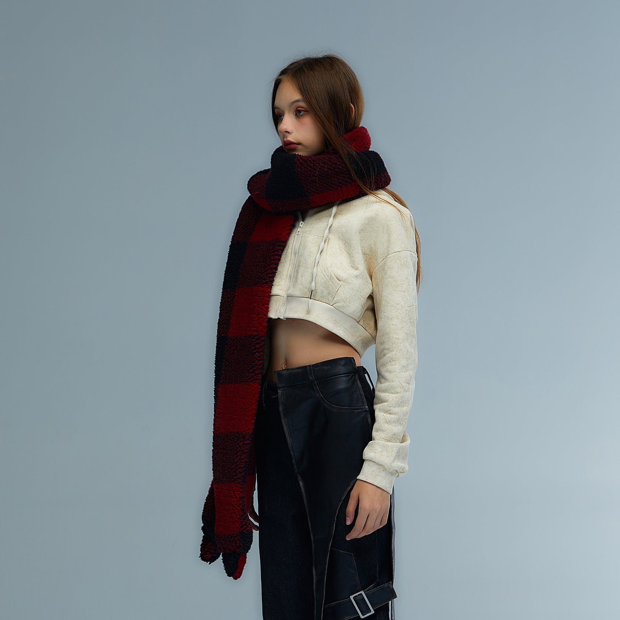 EMOHA Plaid Punk Kitty Scarf