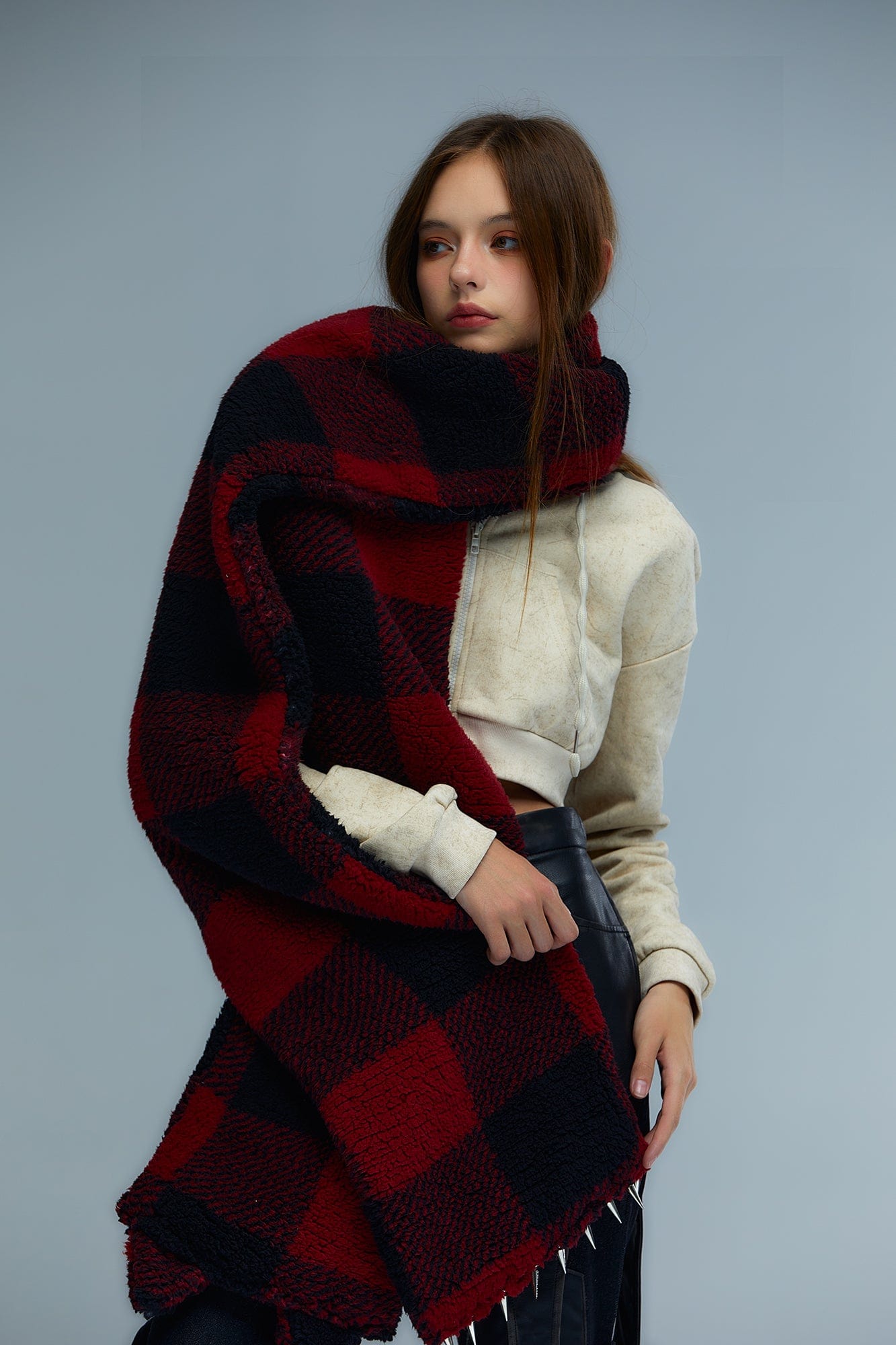 EMOHA Plaid Punk Kitty Scarf
