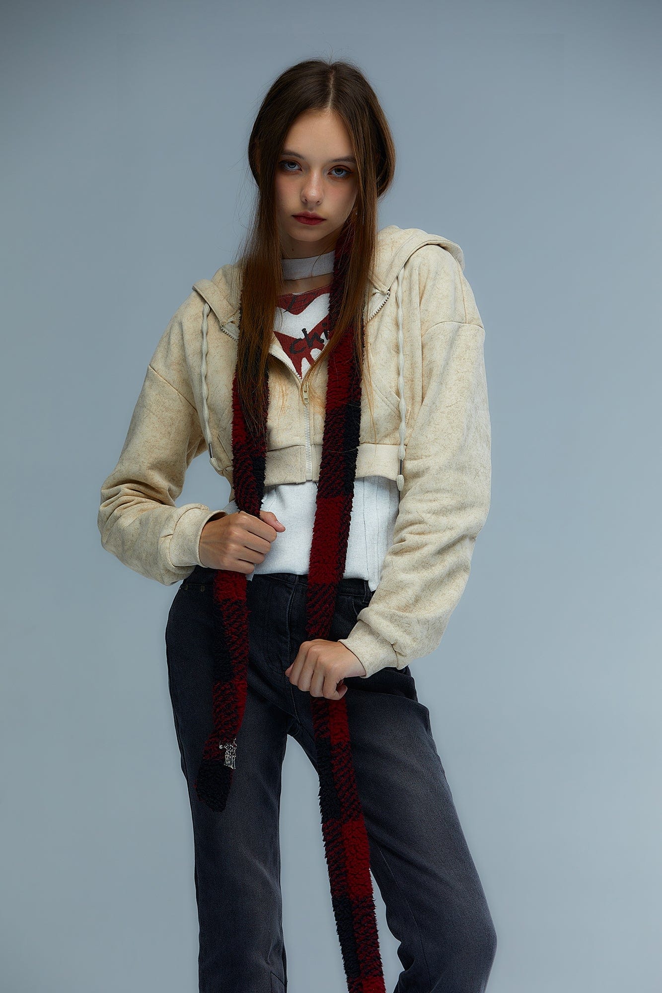EMOHA Plaid Punk Kitty Scarf