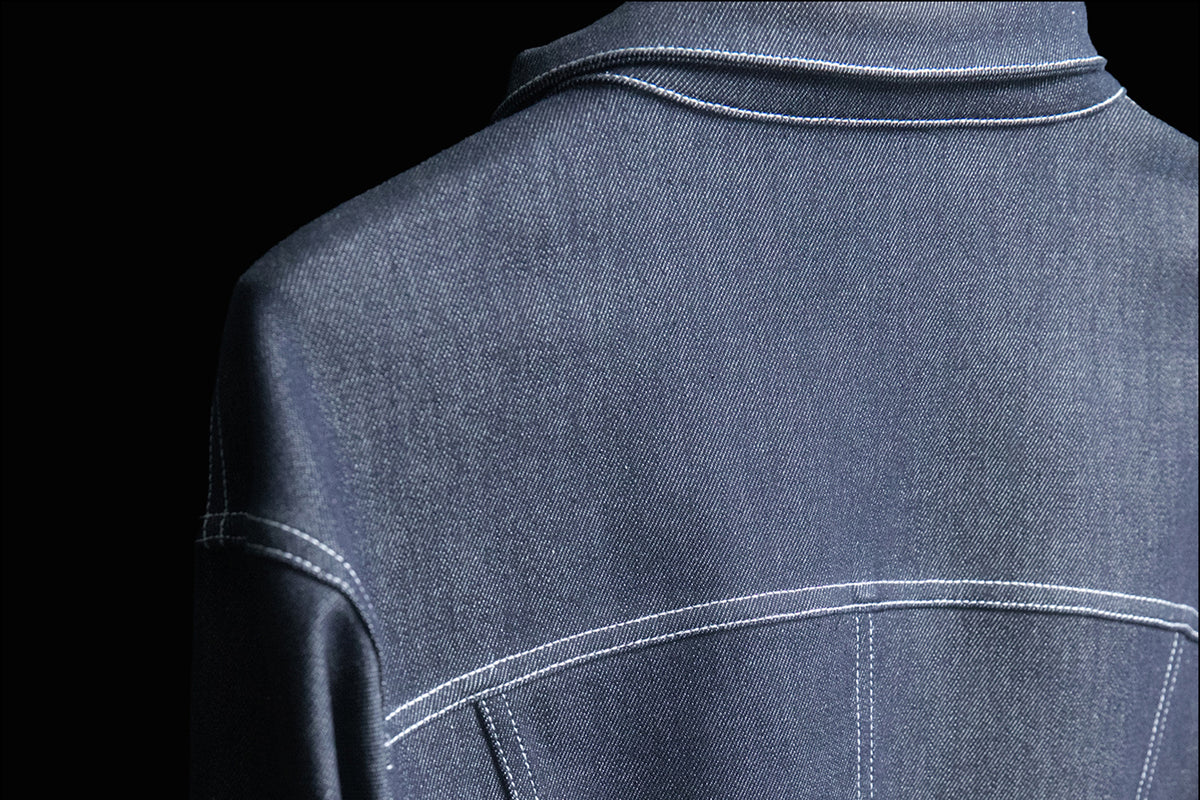 MXU Deconstructed Embroidered Silk-Cotton Cinched Denim Jacket