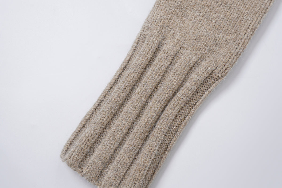 FAYCHUI Diamond Embroidered Ribbed Zip-Up Sweater