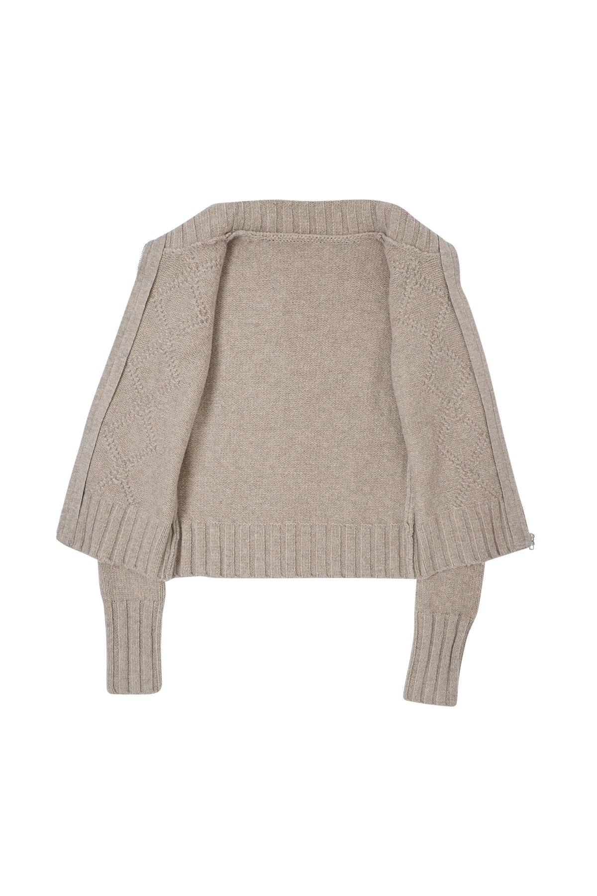 FAYCHUI Diamond Embroidered Ribbed Zip-Up Sweater