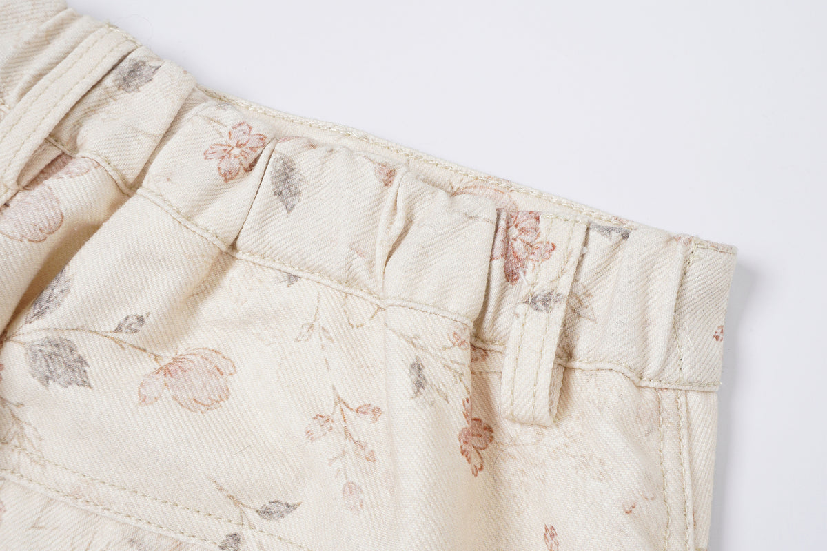 FAYCHUI Full-Print Floral Low-Rise Cargo Straight-Leg Pants