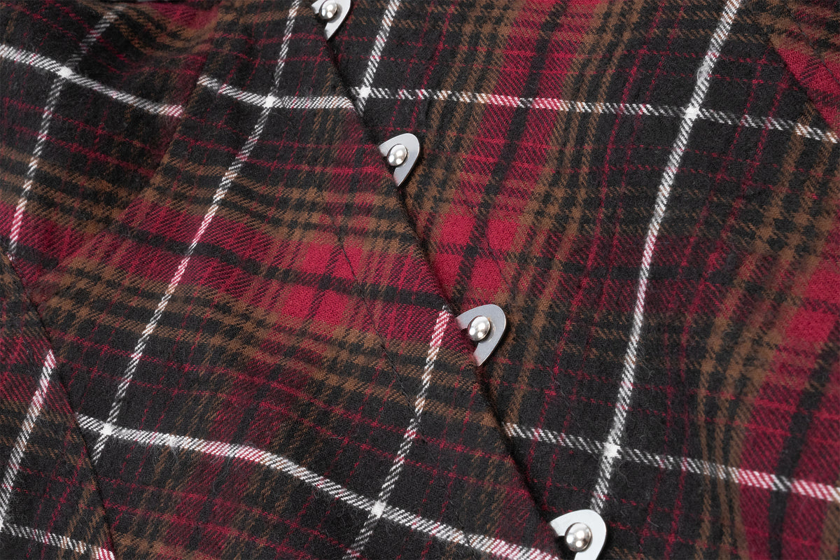 JYOSEI Plaid Lace-Up Waist Half-Shirt