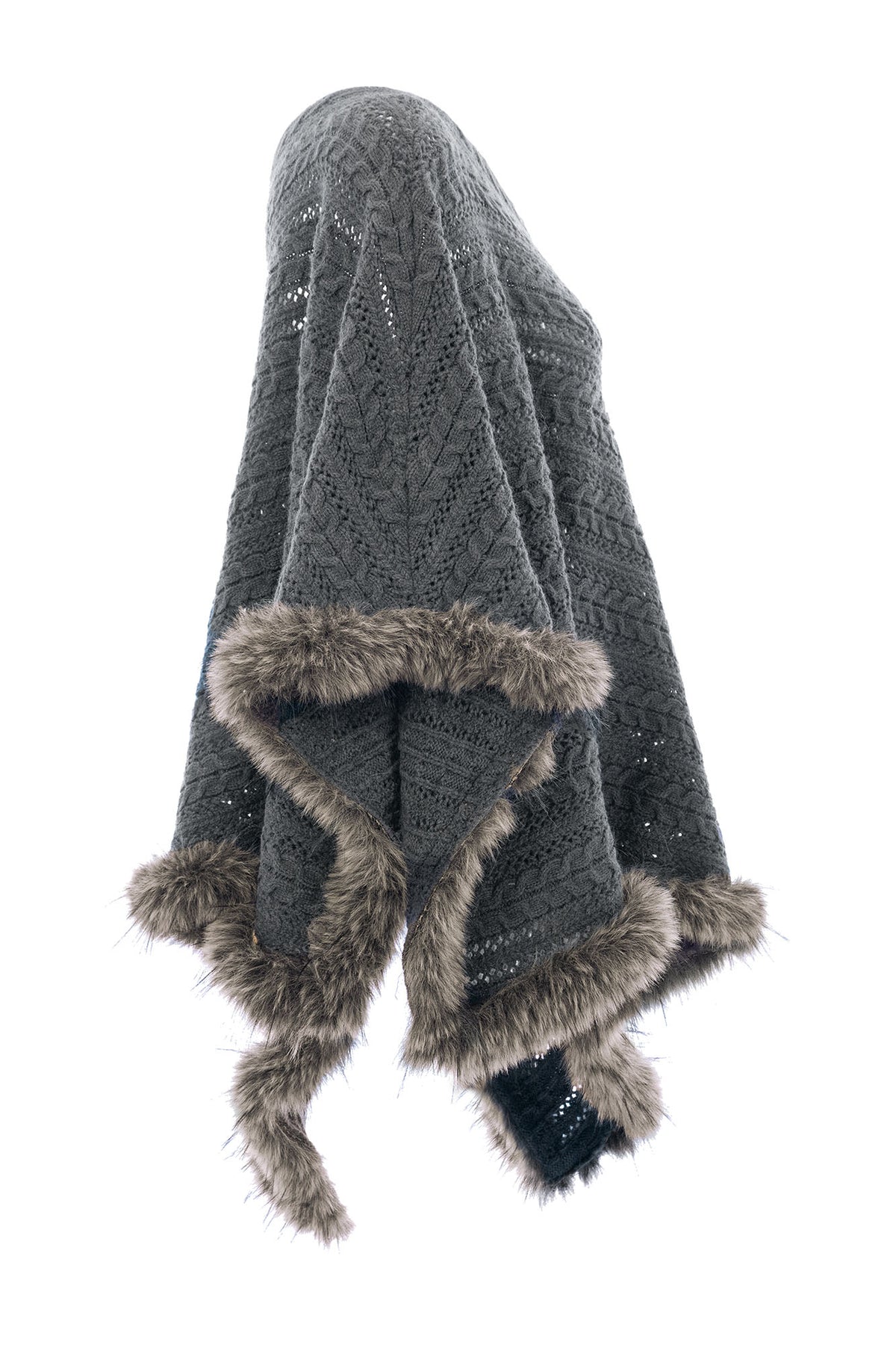 JYOSEI Merino Wool-Blended Cable-Knit Poncho
