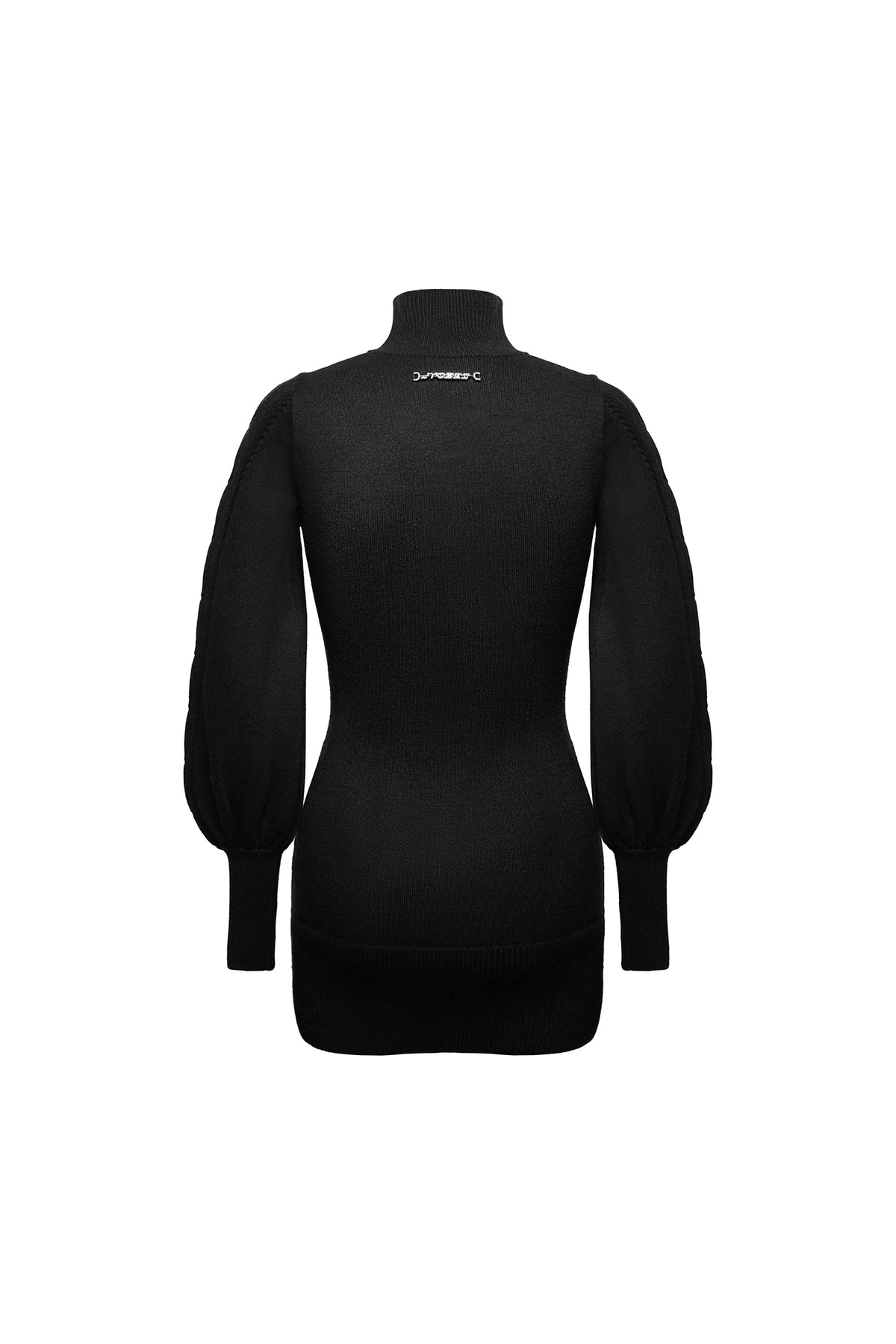 JYOSEI Napoleon-Collar Ribbed Bodycon Knit Dress