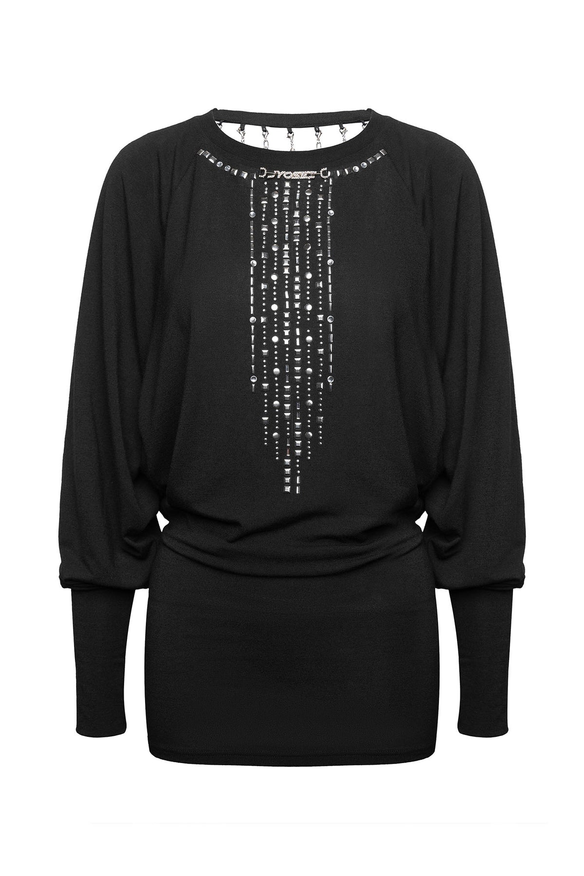 JYOSEI Chain-Embellished Open-Back Bodycon Dress