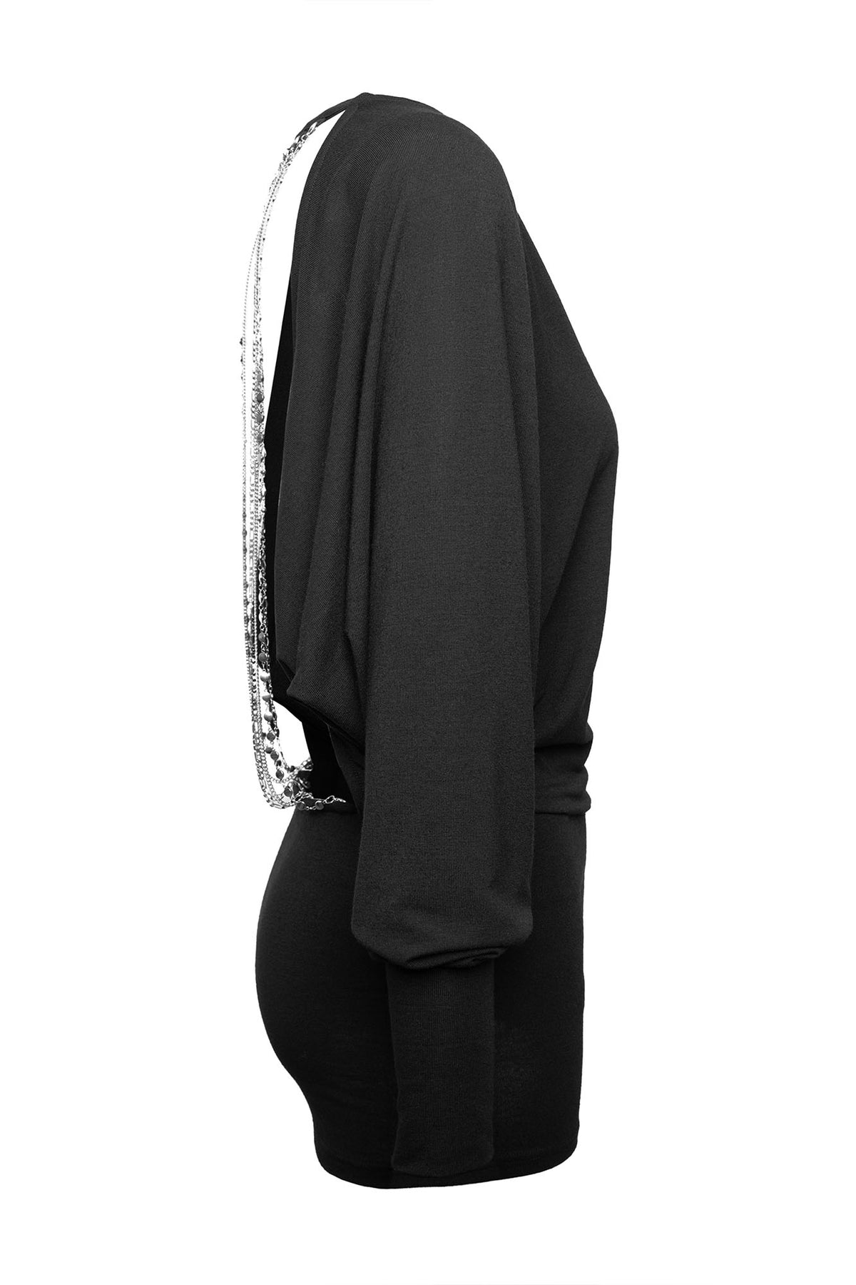 JYOSEI Chain-Embellished Open-Back Bodycon Dress